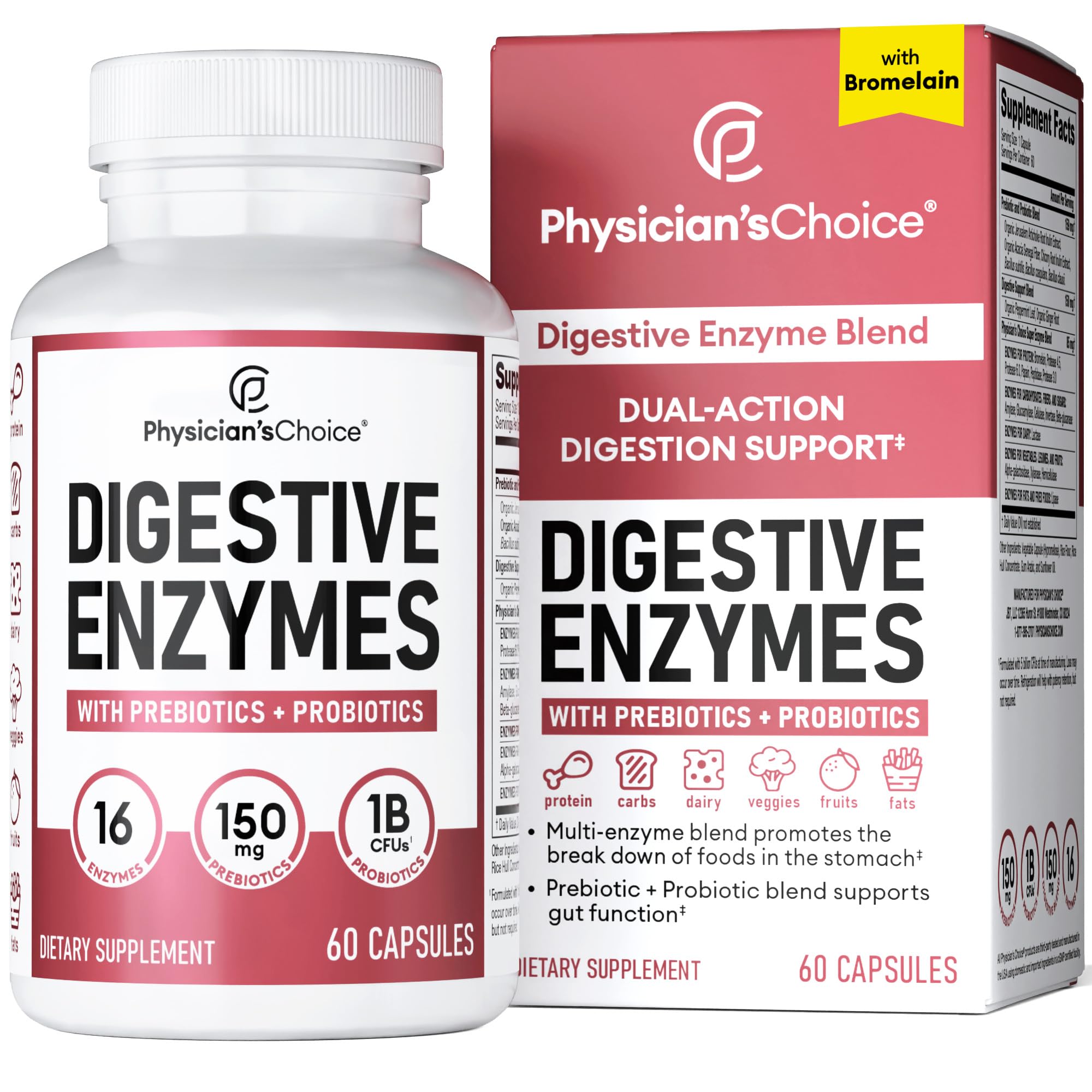 Physician's CHOICE Digestive Enzymes - Multi Enzymes, Bromelain, Organic Prebiotics Physician's CHOICE buy supplements canada