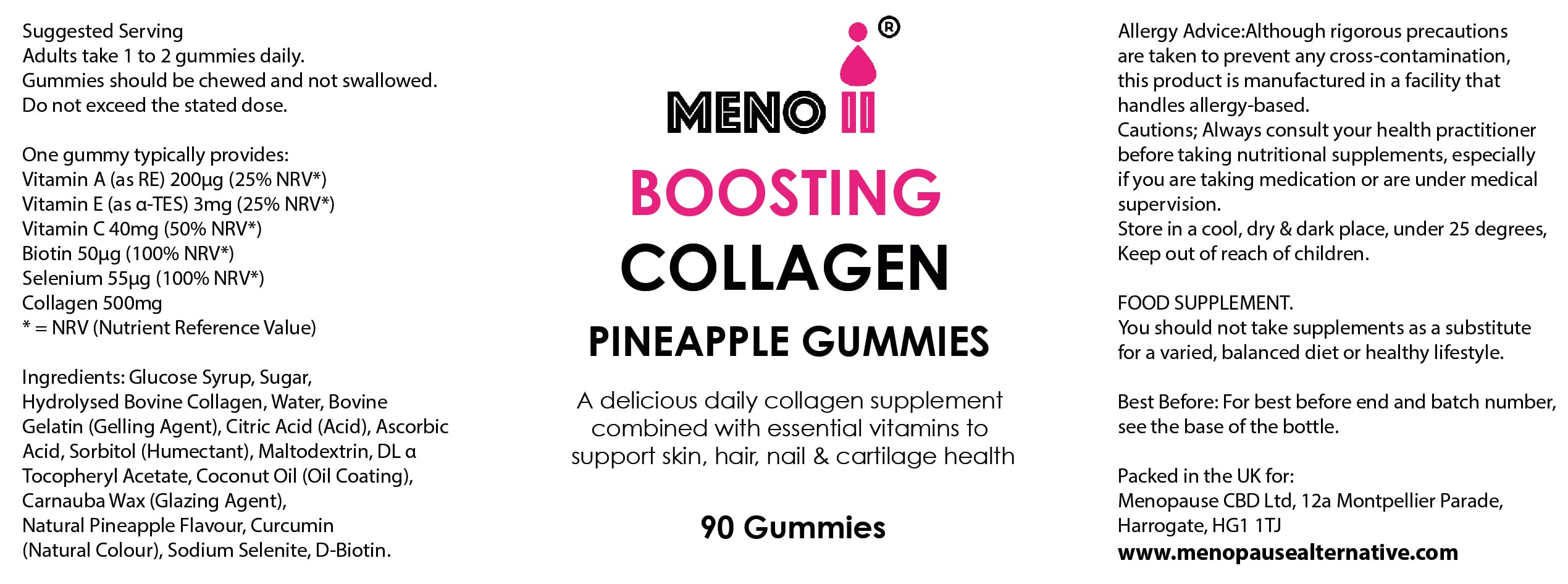 Meno® Boosting Collagen Natural Pineapple 90 Gummies Meno II buy supplements canada