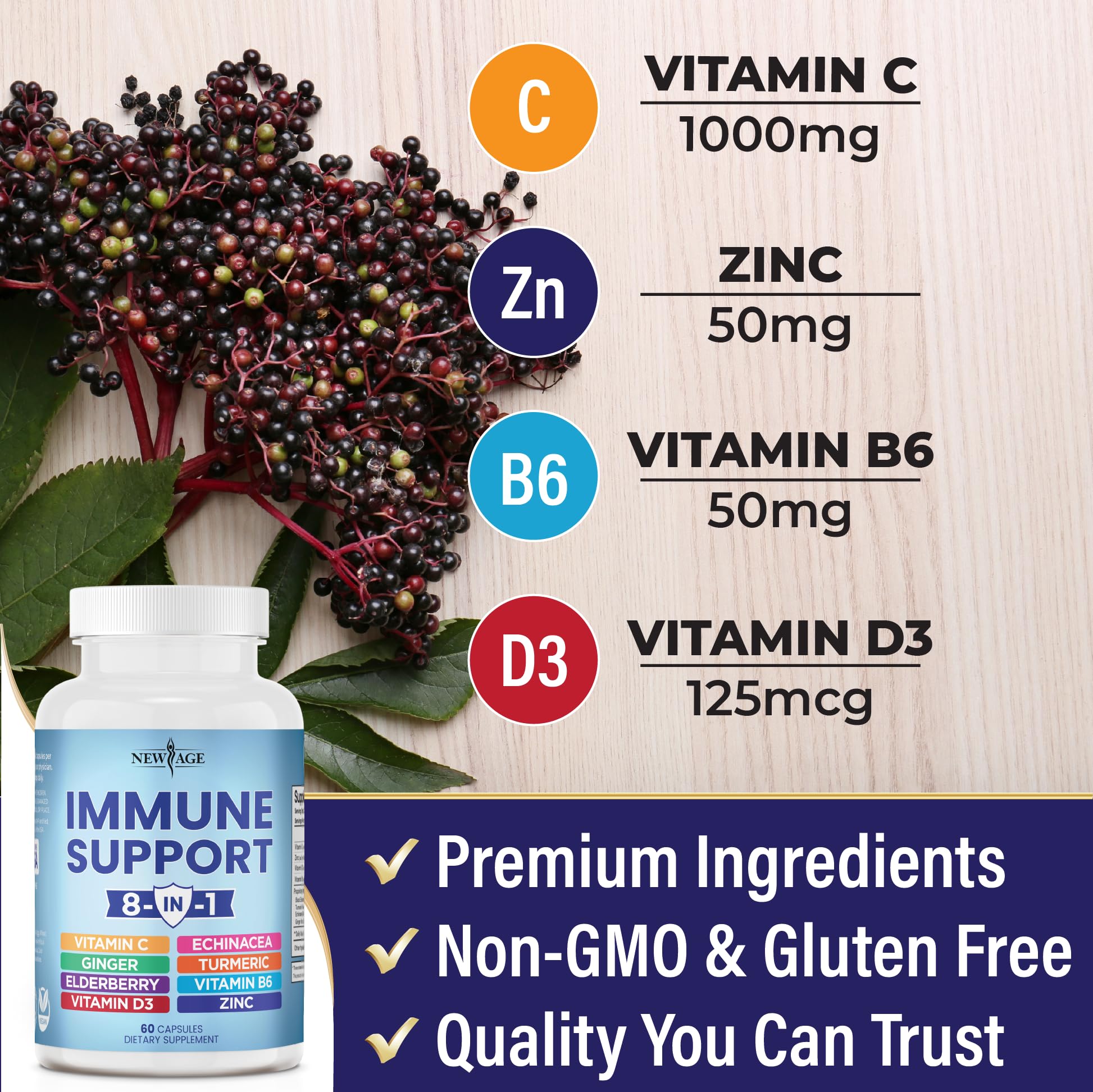 NEW AGE 8 in 1 Immune Support Booster Supplement with Echinacea, Vitamin C NEW AGE buy supplements canada