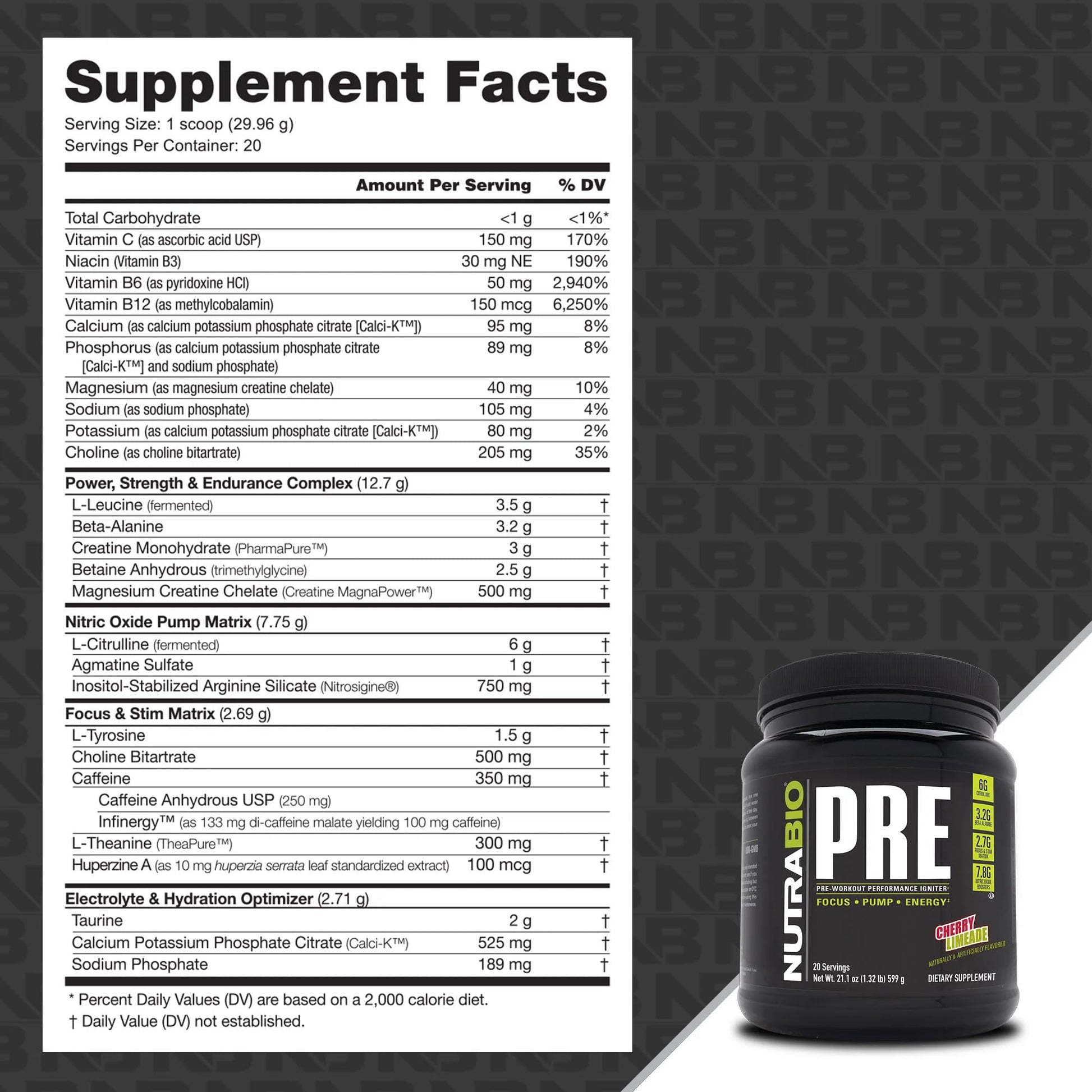 NutraBio PRE Workout V5 - (Cherry Limeade) NutraBio buy supplements canada