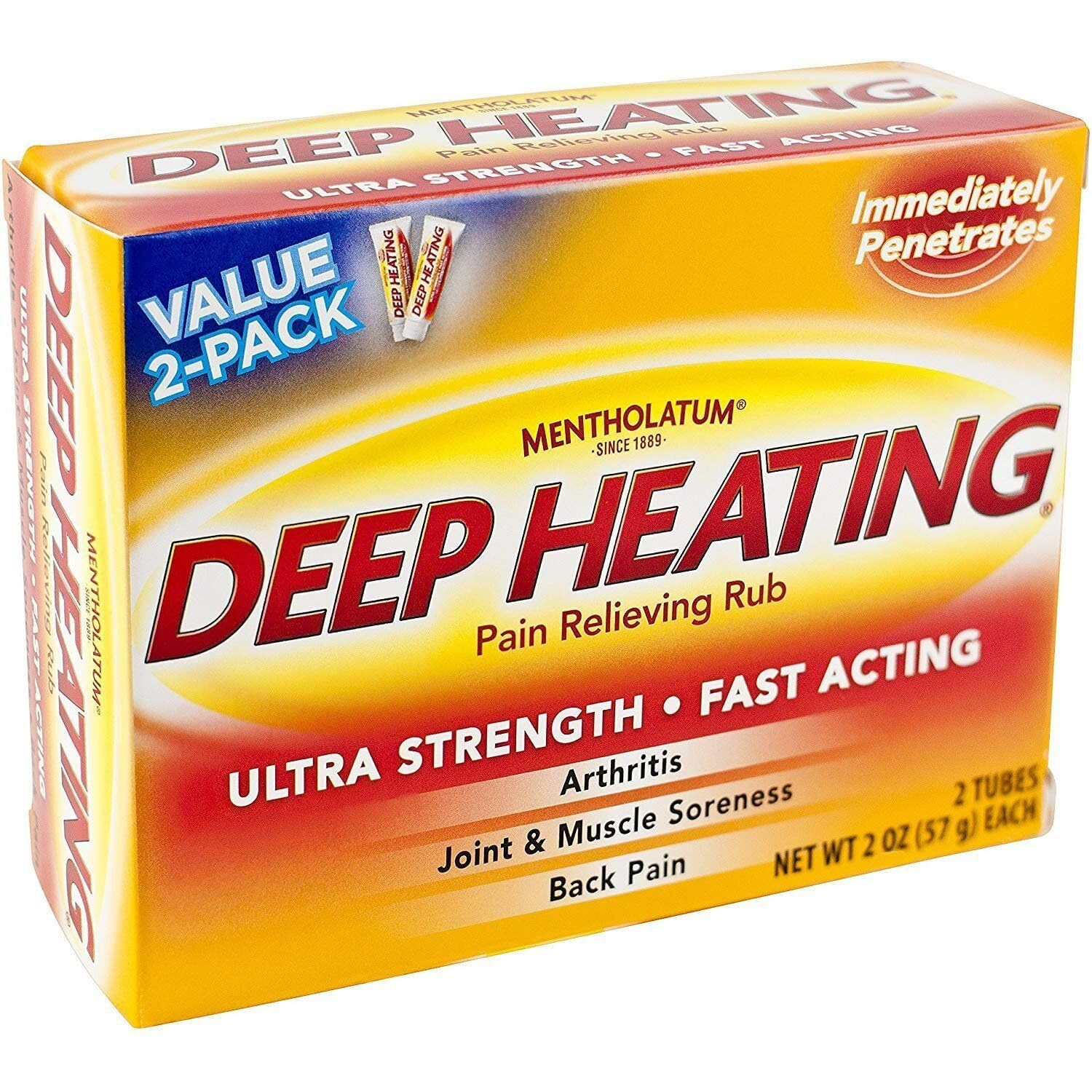 Mentholatum Deep Heating Pain Relieving Rub, Ultra Strength, 2 Tubes each, Pack of 5 Mentholatum buy supplements canada