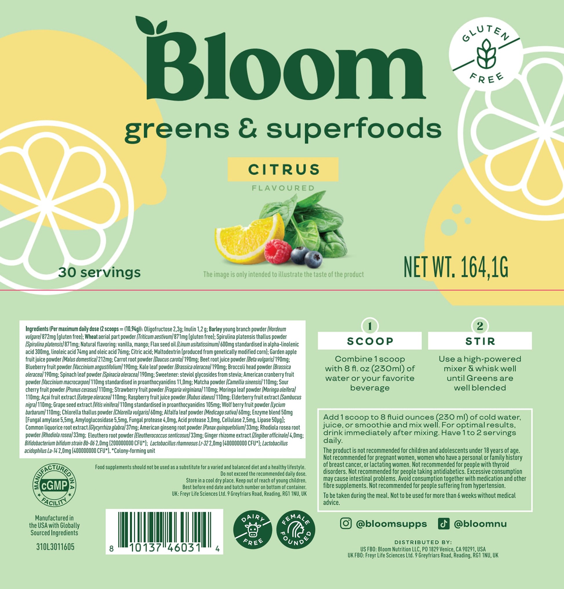 Bloom Nutrition Greens and Superfoods Powder for Digestive Health, Greens Powder Bloom Nutrition buy supplements canada