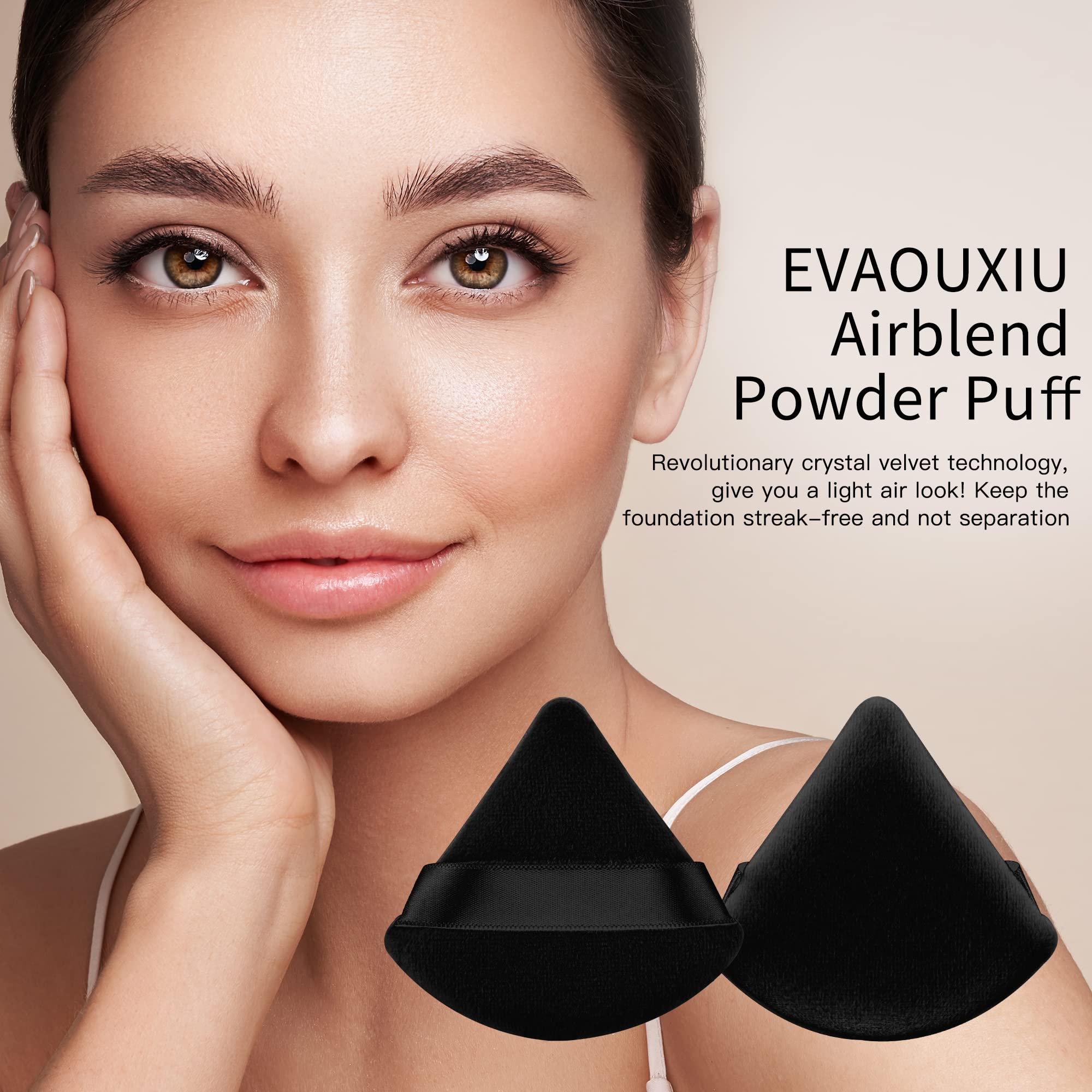 2 Pcs EVAOUXIU Triangle Powder Puff for Face Powder, Soft Plush Setting Makeup Puff, Velour Cosmetic Foundation Blender Sponge Beauty Makeup Tools (Black) EVAOUXIU buy supplements canada