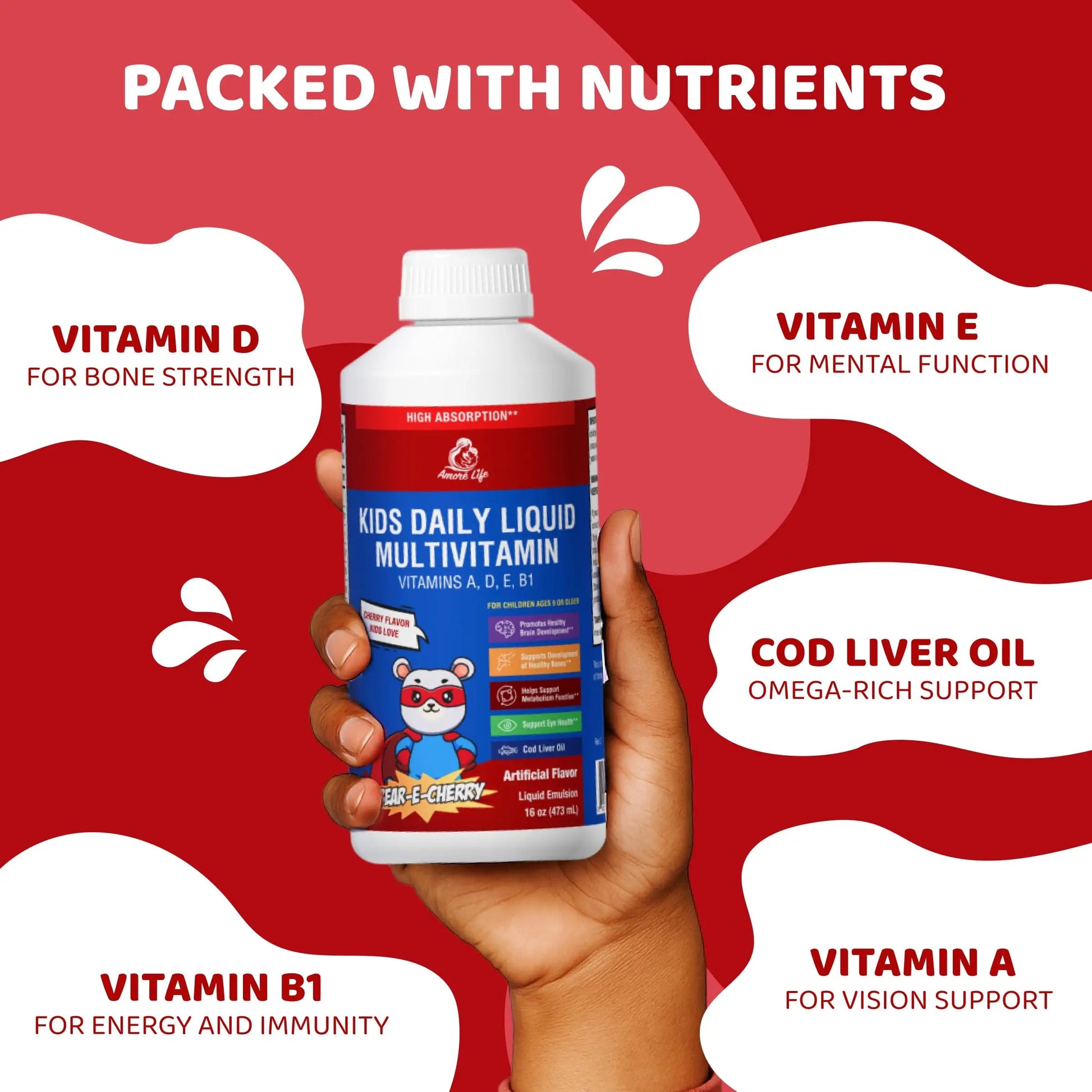 Amore Life Daily Liquid Multivitamin for Kids, High Absorption with Liquid Vitamin A, D, E, B1 and Cod Liver Oil for Kids Amore Life buy supplements canada