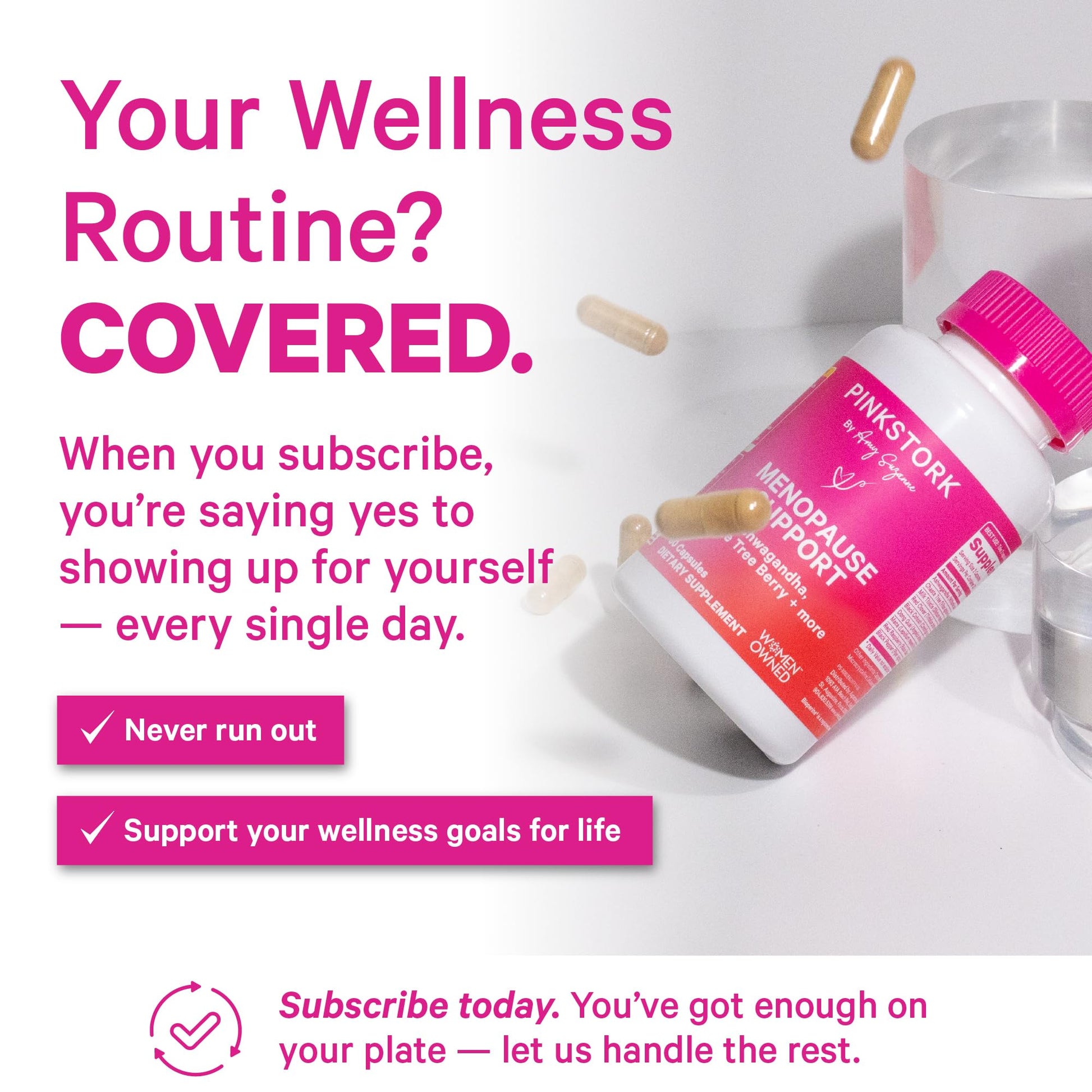 Pink Stork Menopause Support for Women - Hot Flash, Mood, Sleep, Weight, Cortisol & Hormonal Balance - Vegan, Estrogen-Free Perimenopause Relief - Ashwagandha, Maca - 60 Capsules Pink Stork buy supplements canada