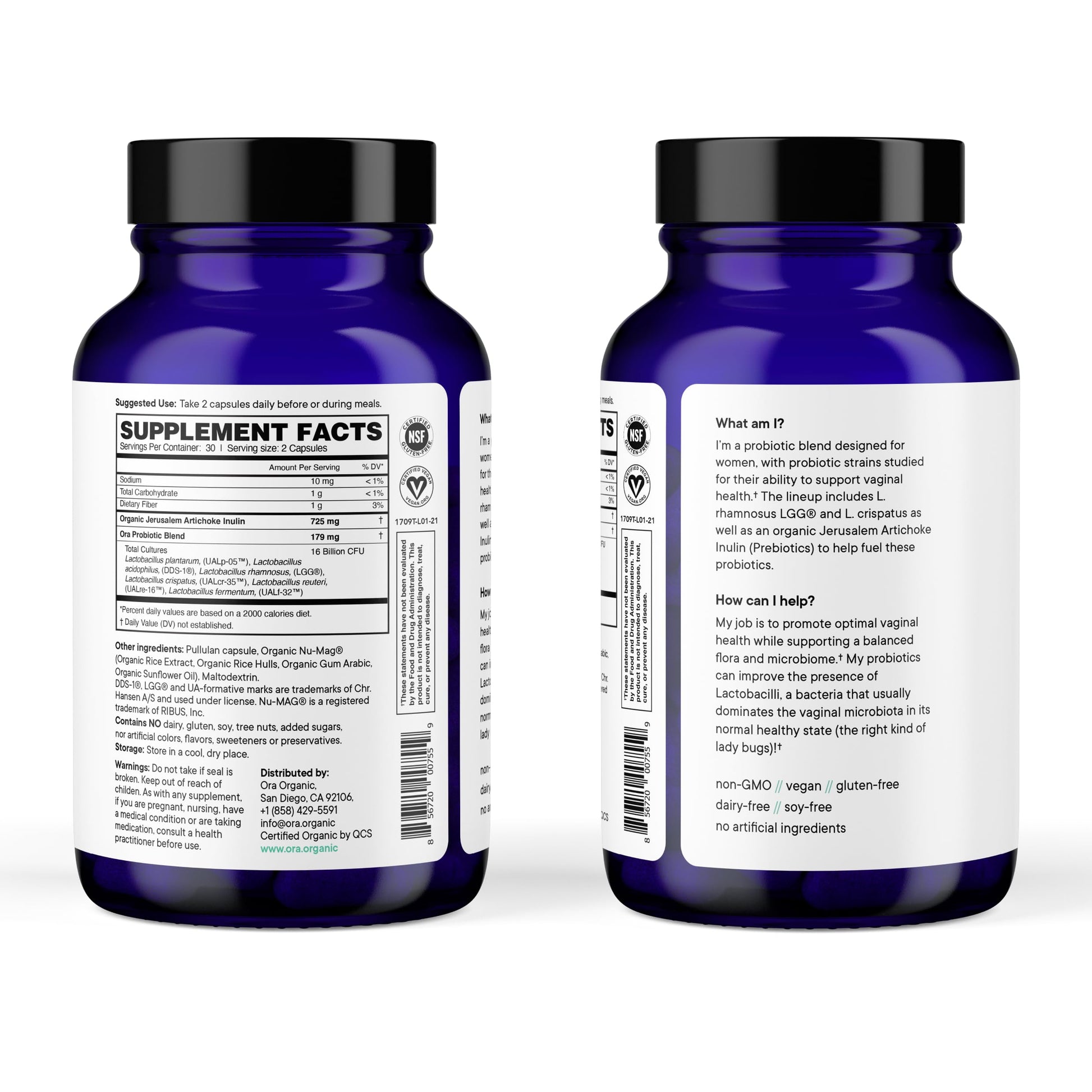 Ora Organic Prebiotics and Probiotics for Women - Lactobacillus for Vaginal and Urinary Tract Health, Contains 16 Billion CFU, 6 Strains - 1 Month Supply, 60 Vegan Probiotic Capsules Ora Organic buy supplements canada