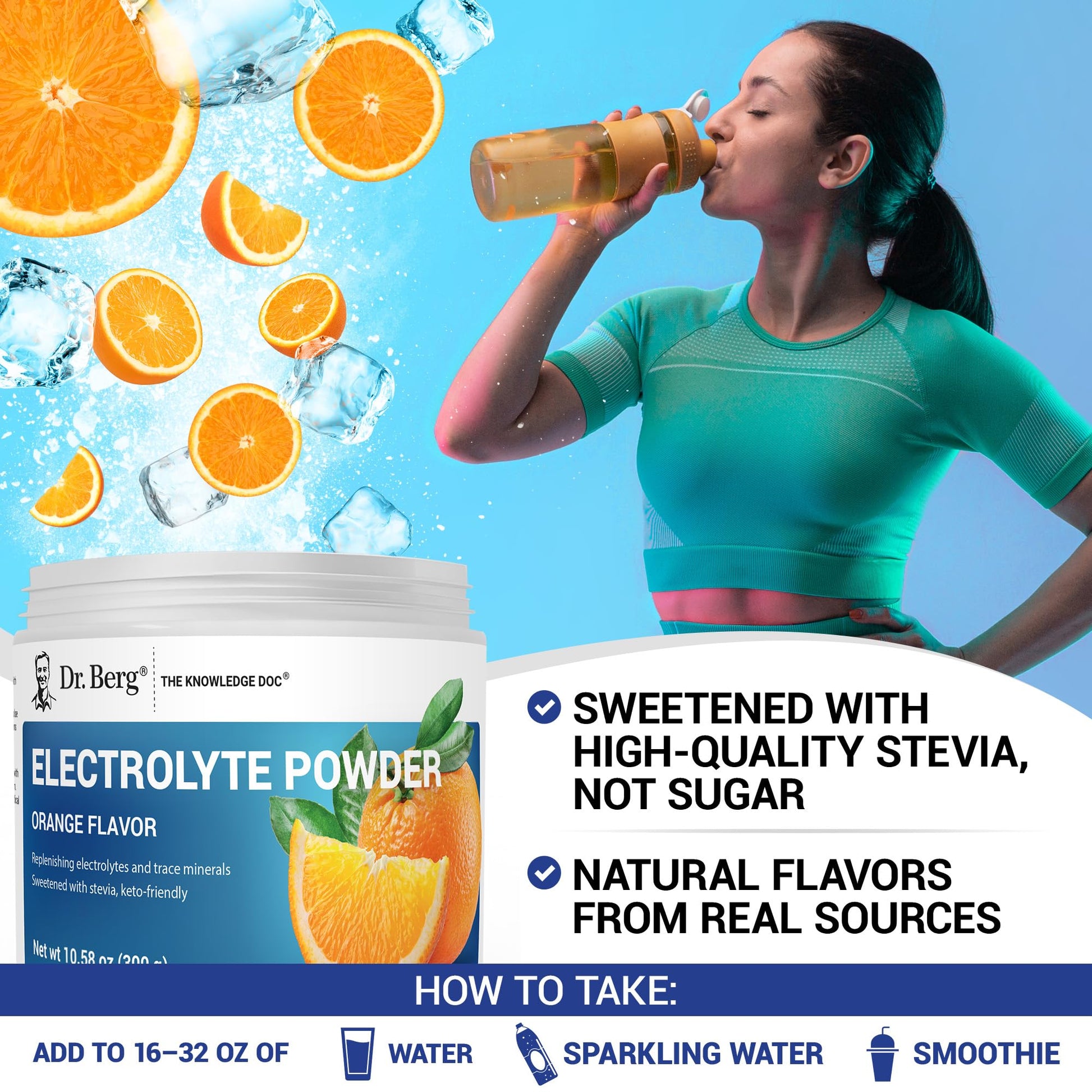 Dr. Berg Zero Sugar Hydration Keto Electrolyte Powder - Enhanced w/ 1000 mg of Potassium & Real Pink Himalayan Salt (NOT Table Salt) - Orange Flavor Hydration Drink Mix Supplement - 50 Servings Dr. Berg Nutritionals buy supplements canada