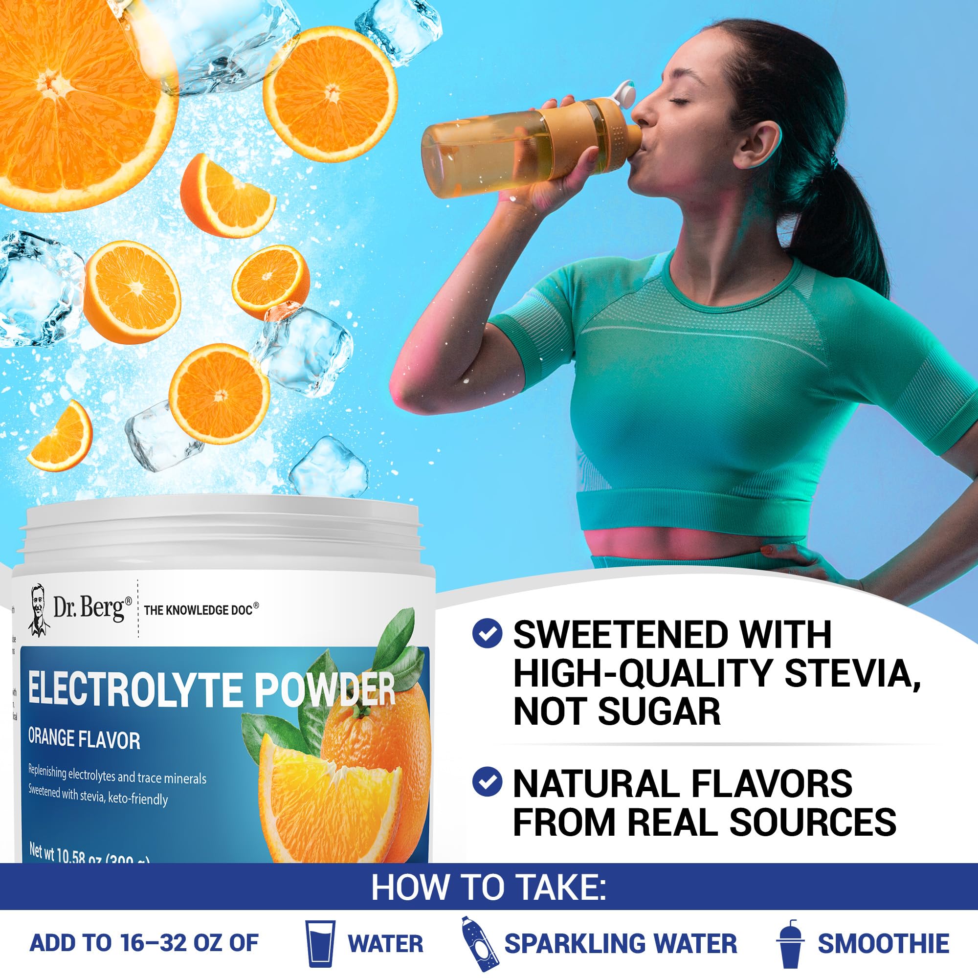 Dr. Berg Zero Sugar Hydration Keto Electrolyte Powder - Enhanced w/ 1000 mg of Potassium & Real Pink Himalayan Salt (NOT Table Salt) - Orange Flavor Hydration Drink Mix Supplement - 50 Servings Dr. Berg Nutritionals buy supplements canada