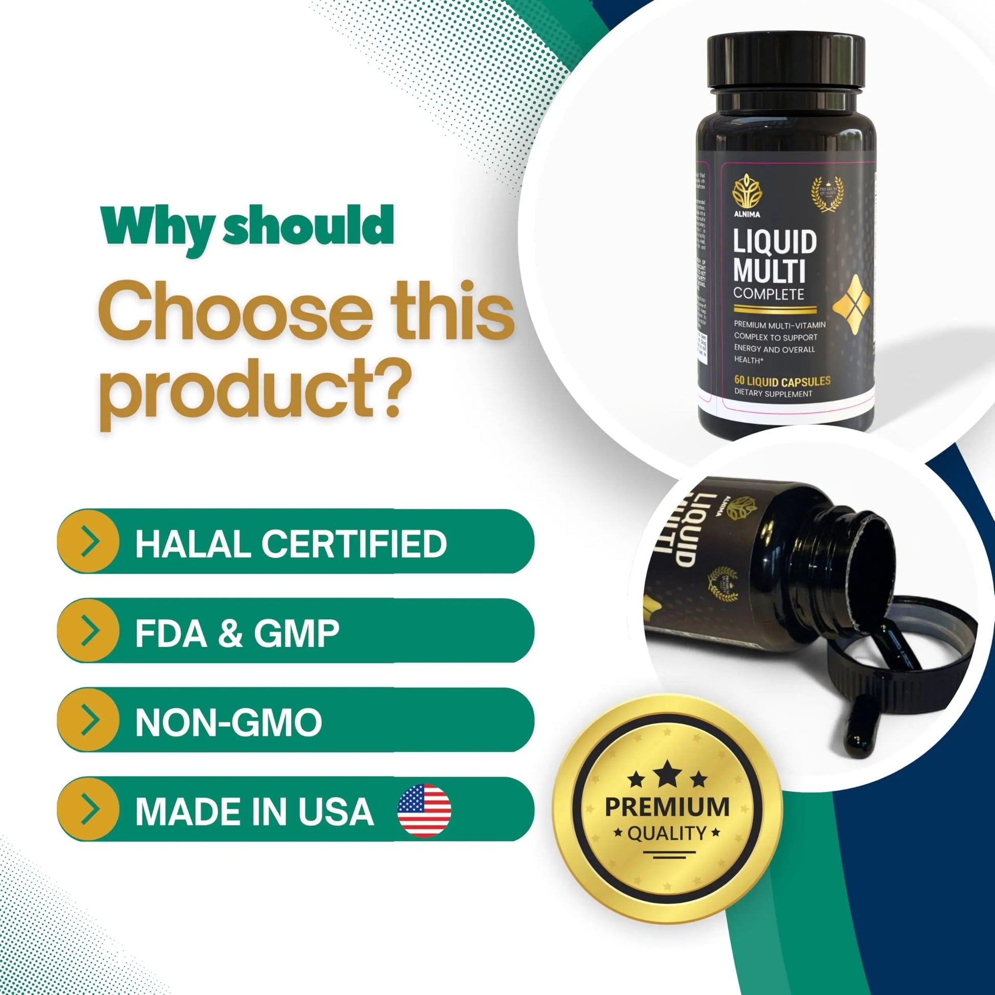 ALNIMA Halal Liquid Multivitamin Complete – Energy & Immune Support with 29 Essential Nutrients | 60 Liquid Capsules – Halal Certified ALNIMA buy supplements canada