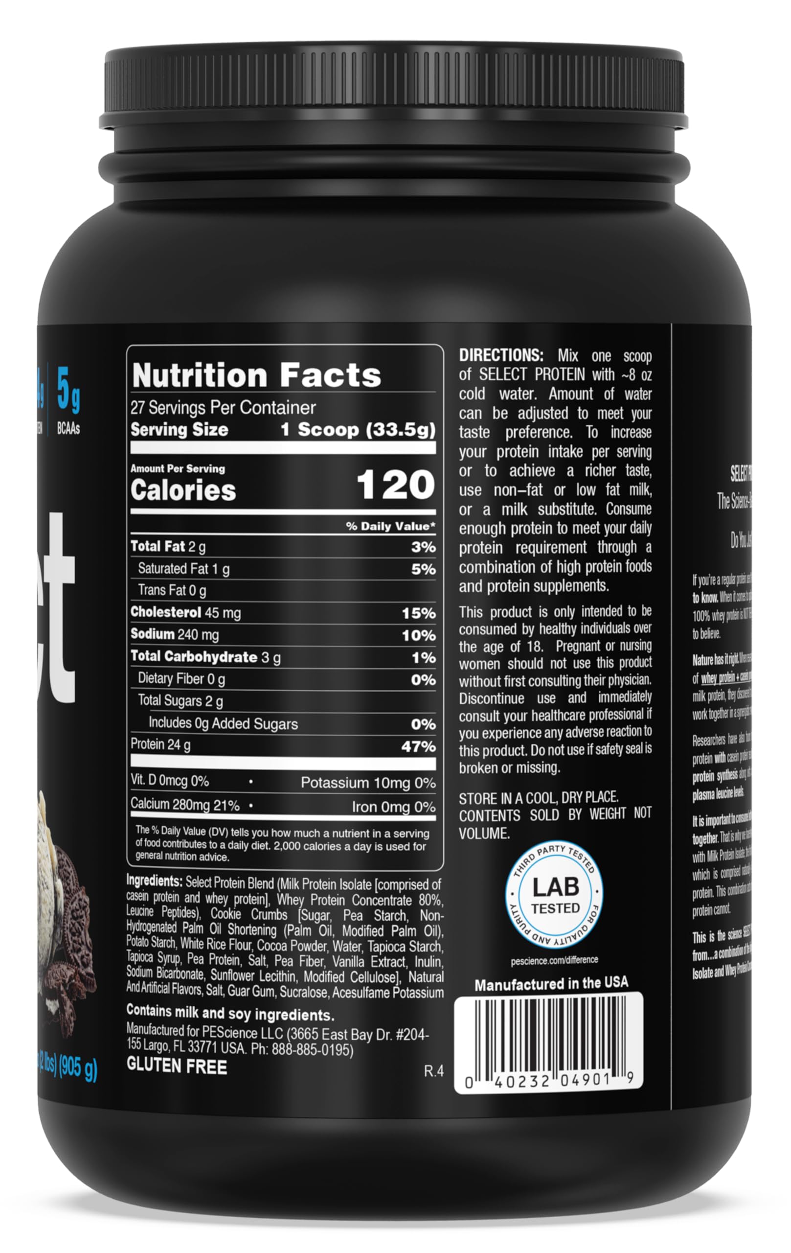 PEScience Select Protein, Cookies and Cream, 27 Serving, Premium Whey and Casein PEScience buy supplements canada