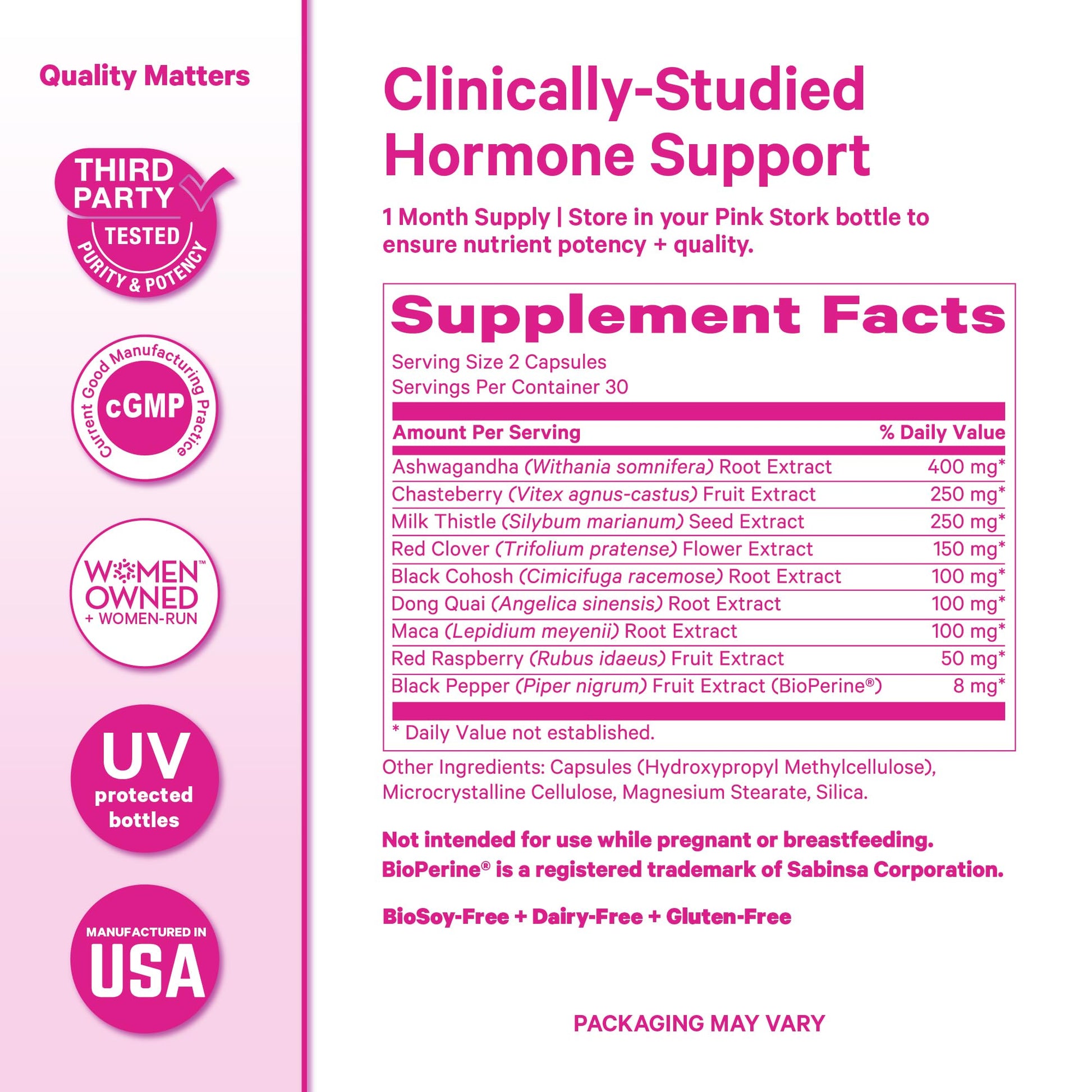Pink Stork Menopause Support for Women - Hot Flash, Mood, Sleep, Weight, Cortisol & Hormonal Balance - Vegan, Estrogen-Free Perimenopause Relief - Ashwagandha, Maca - 60 Capsules Pink Stork buy supplements canada
