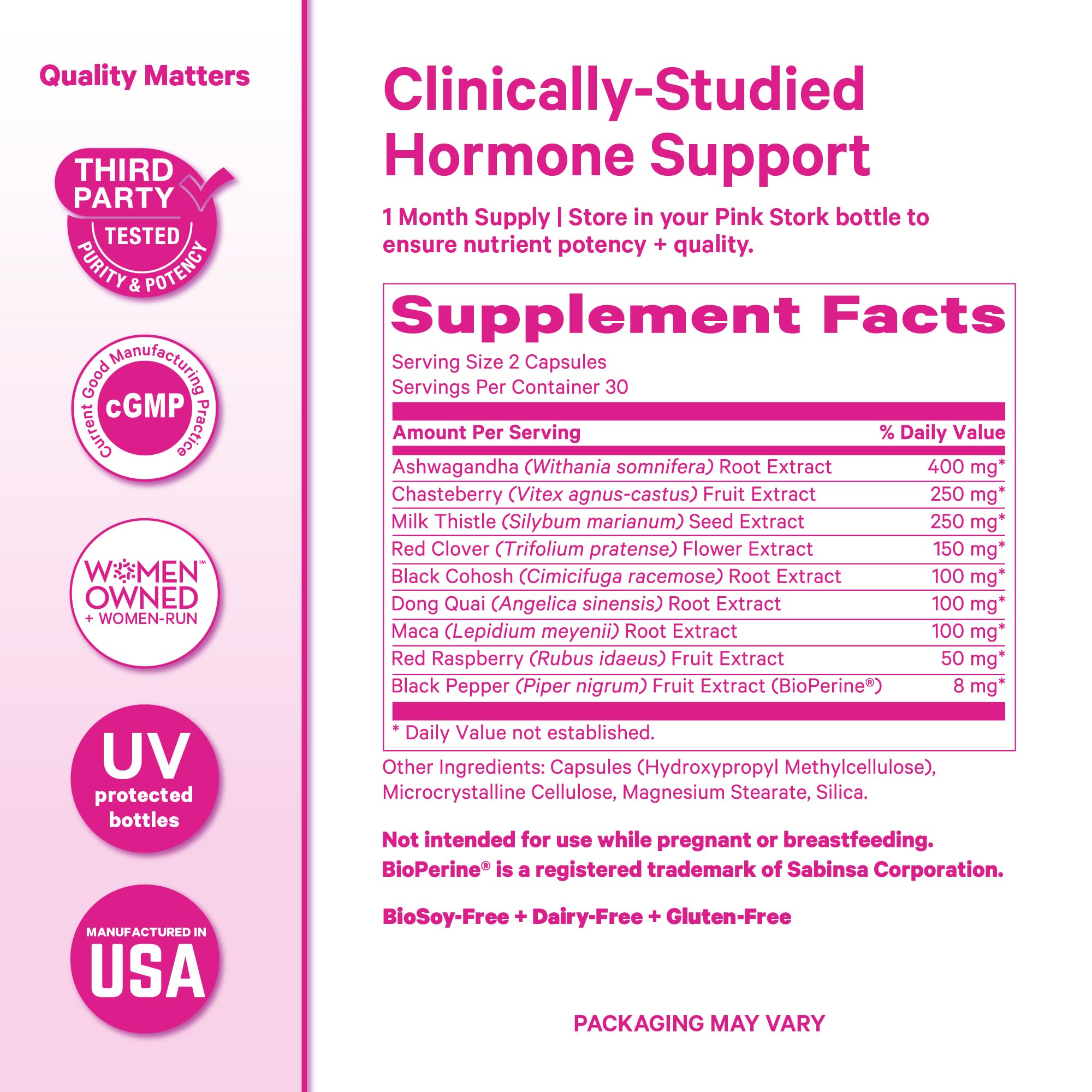 Pink Stork Menopause Support for Women - Hot Flash, Mood, Sleep, Weight, Cortisol & Hormonal Balance - Vegan, Estrogen-Free Perimenopause Relief - Ashwagandha, Maca - 60 Capsules Pink Stork buy supplements canada