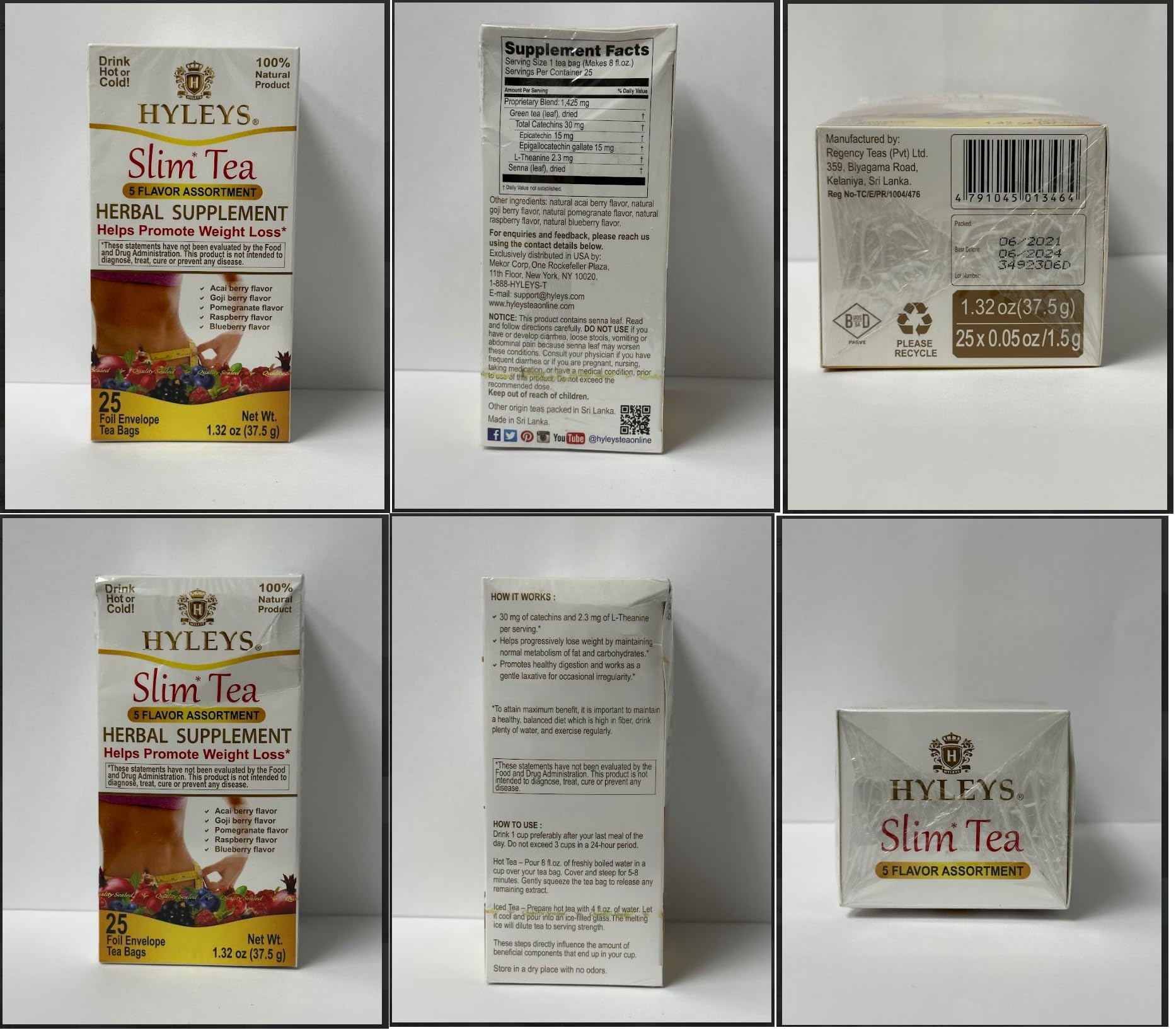 Hyleys Slim Tea 5 Flavor Assortment - Weight Loss Herbal Supplement Cleanse Hyleys Tea buy supplements canada