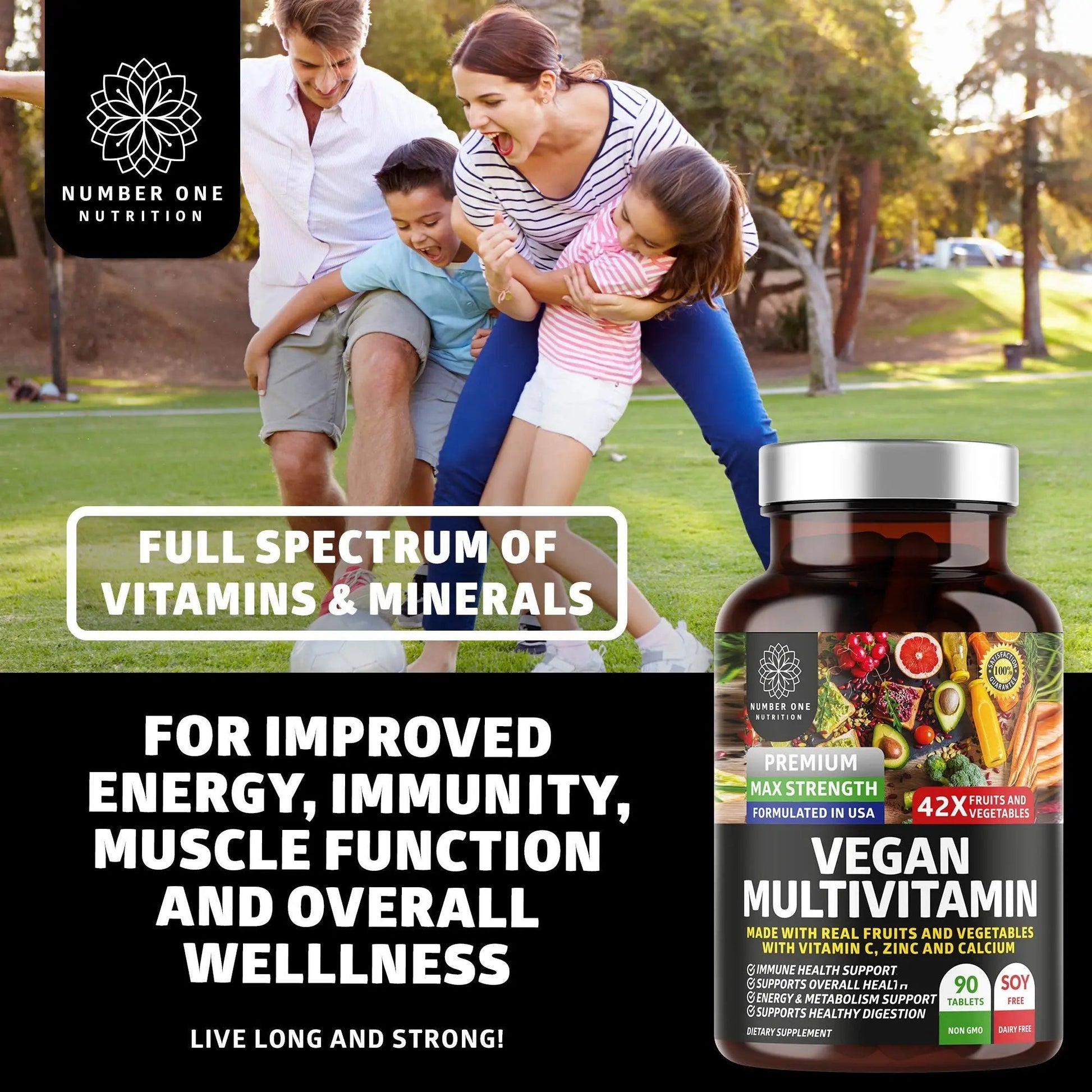 N1N Premium Plant Based Multivitamin [42 Powerful Ingredients] Men & Women Daily Multivitamins with Raw Veggies and Fruits, Probiotics Number One Nutrition buy supplements canada