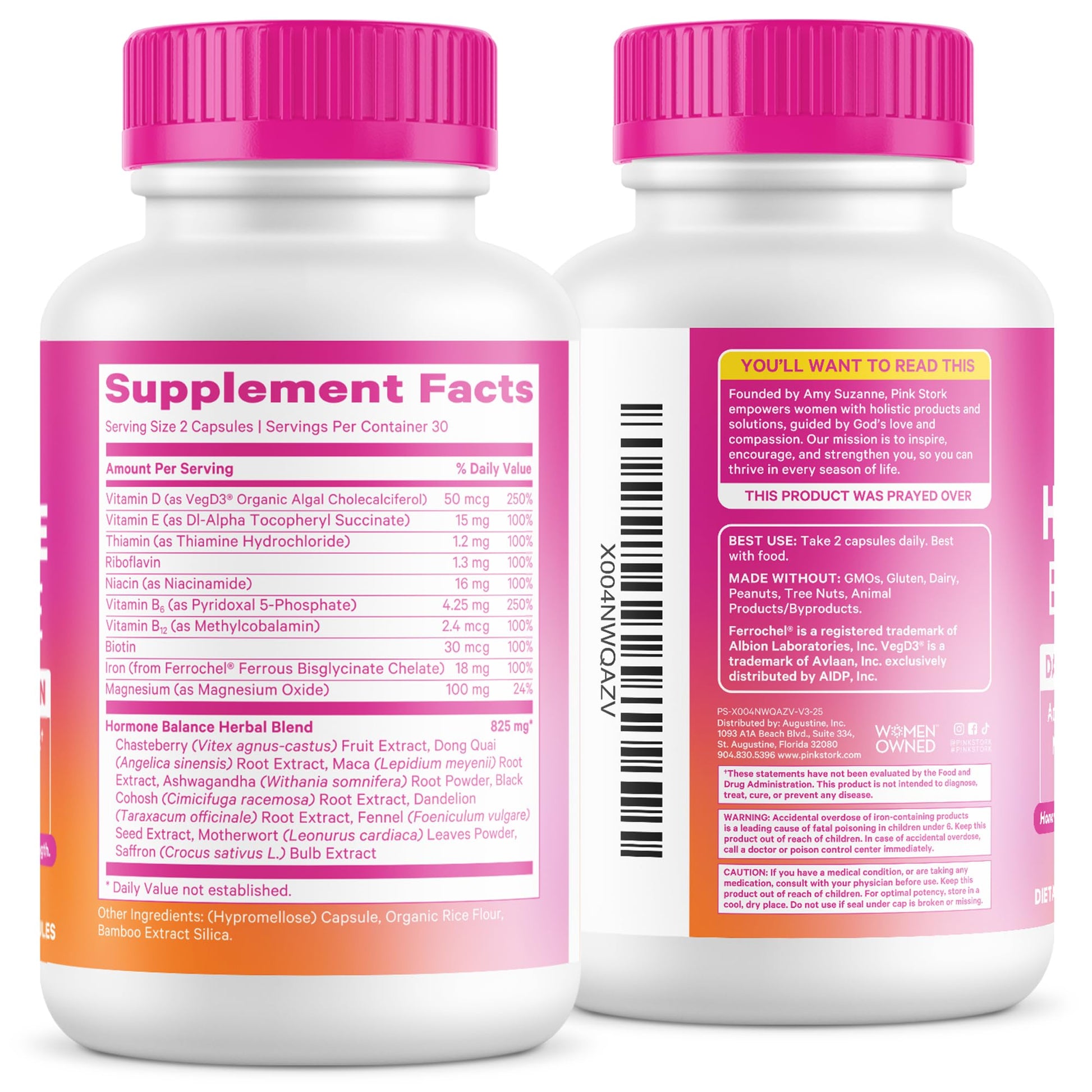 Pink Stork Hormone Balance Multivitamin for Women | 18-in-1 Vitex, Saffron, Ashwagandha, Magnesium | Mood, Energy, Cortisol, Adrenal Support | PMS, Perimenopause Support | 60 Vegan Capsules Pink Stork buy supplements canada