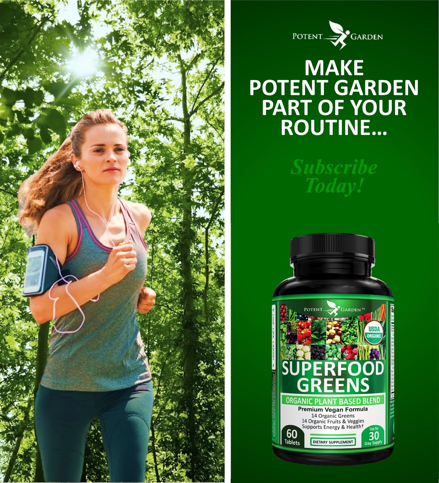 Potent Garden Organic Superfood Greens, Fruit and Veggies Supplement Rich in Vitamins & Antioxidants with Alfalfa, Beet Root & Tart Cherry to Boost Energy, Immunity & Gut Health, Greens Tablets 60 Ct Potent Garden buy supplements canada