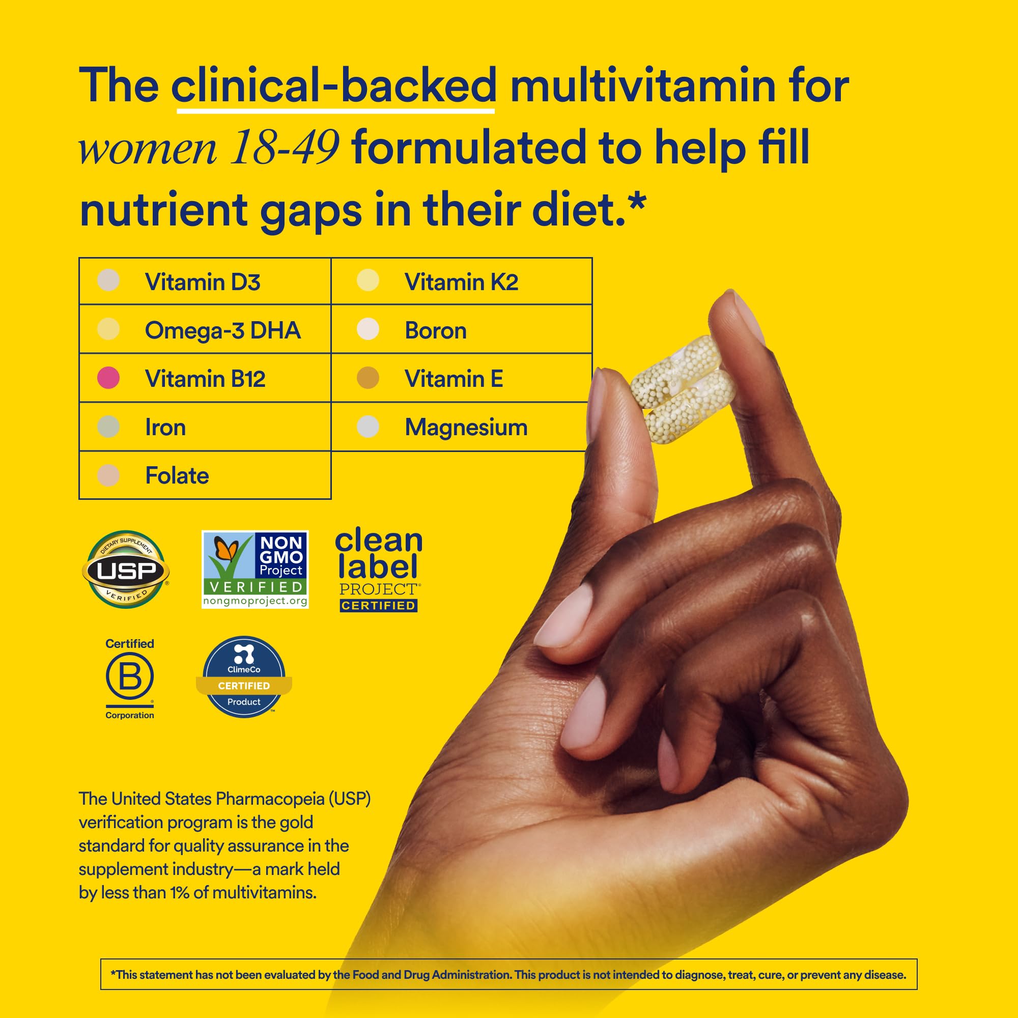 Ritual Multivitamin for Women 18+ with Vitamin D3 for Immune Support*, Vegan Omega 3 DHA, B12, Iron, Gluten Free, Non GMO, USP Verified, Mint, 30 Day Supply, 60 Capsules Ritual buy supplements canada