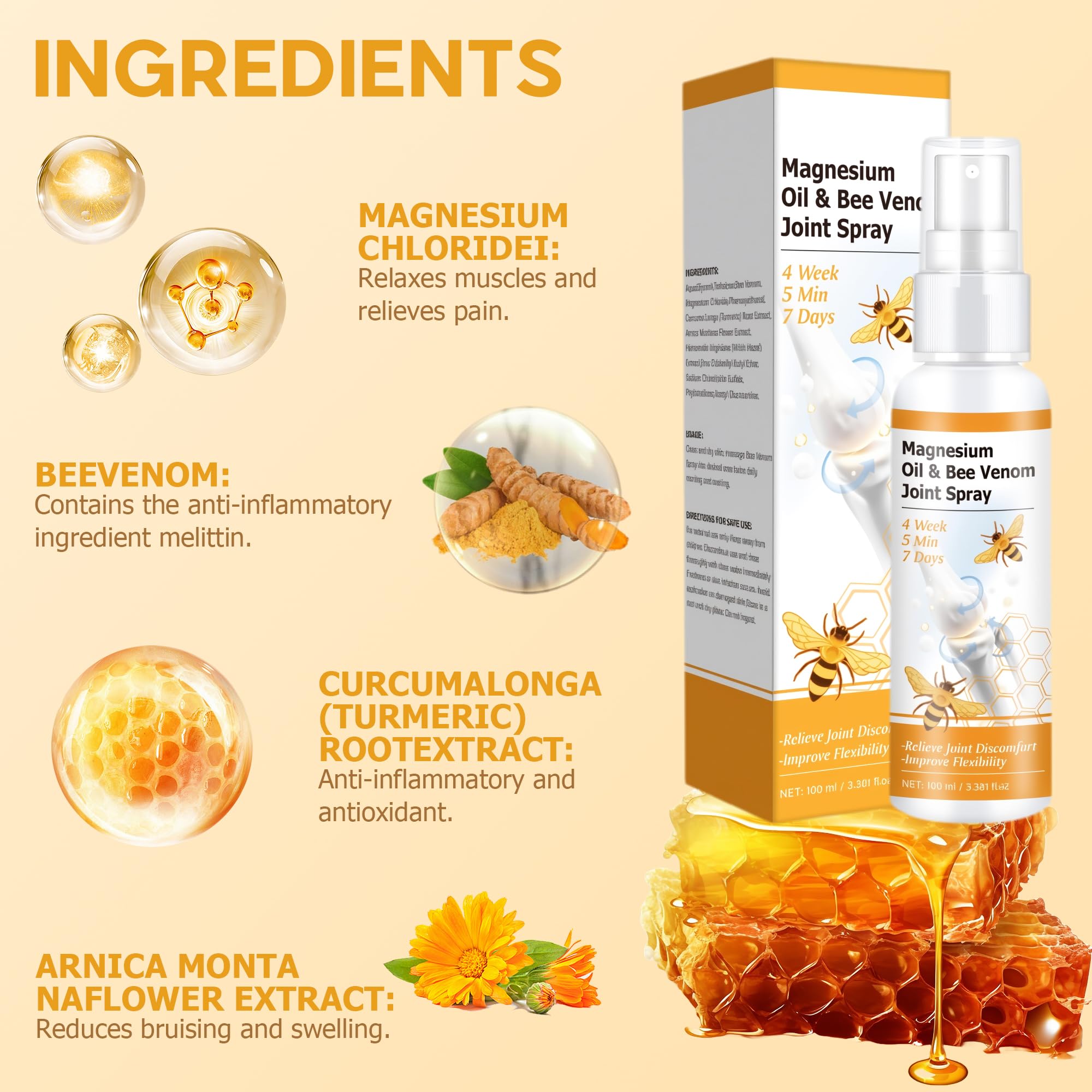 Loicwoo Magnesium Oil & Bee Venom Joint Spray, Magnesium Spray, Magnesium Joint Sprays for Relax Muscle Joints, Bee Venom Sprays for Back, Knee, Hands, Neck (1 PCS,100ML) Loicwoo buy supplements canada
