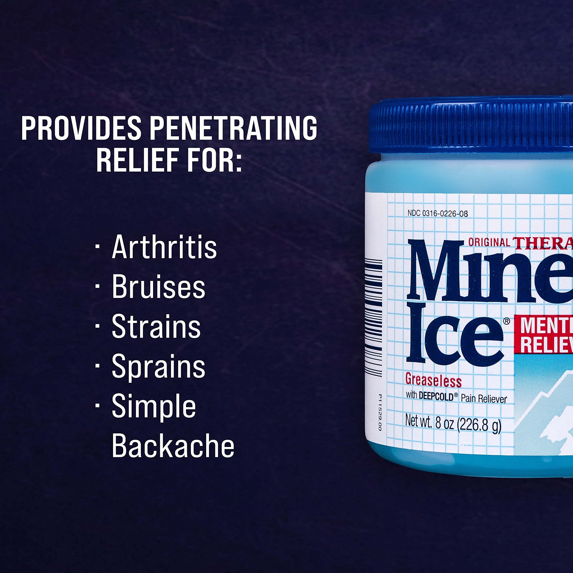Mineral Ice Original Therapeutic Menthol Pain Relief Gel. Greaseless with "Deepcold" Pain Reliever. Provides Cooling & Penetrating Relief for Arthritis, Simple Backache, Strains & Sprains (8 Ounce) Mineral Ice buy supplements canada