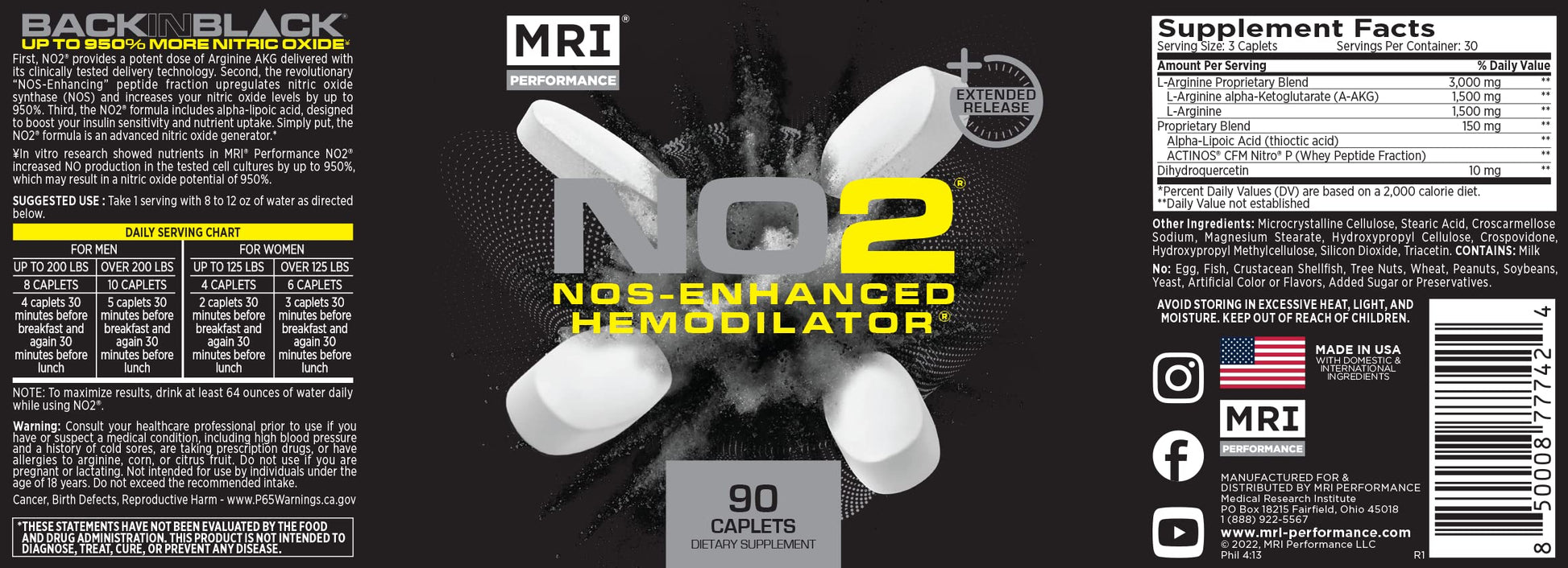 MRI Performance NO2 Nitric Oxide Original Formula All Day Perpetual Pump, Stim-Free MRI buy supplements canada