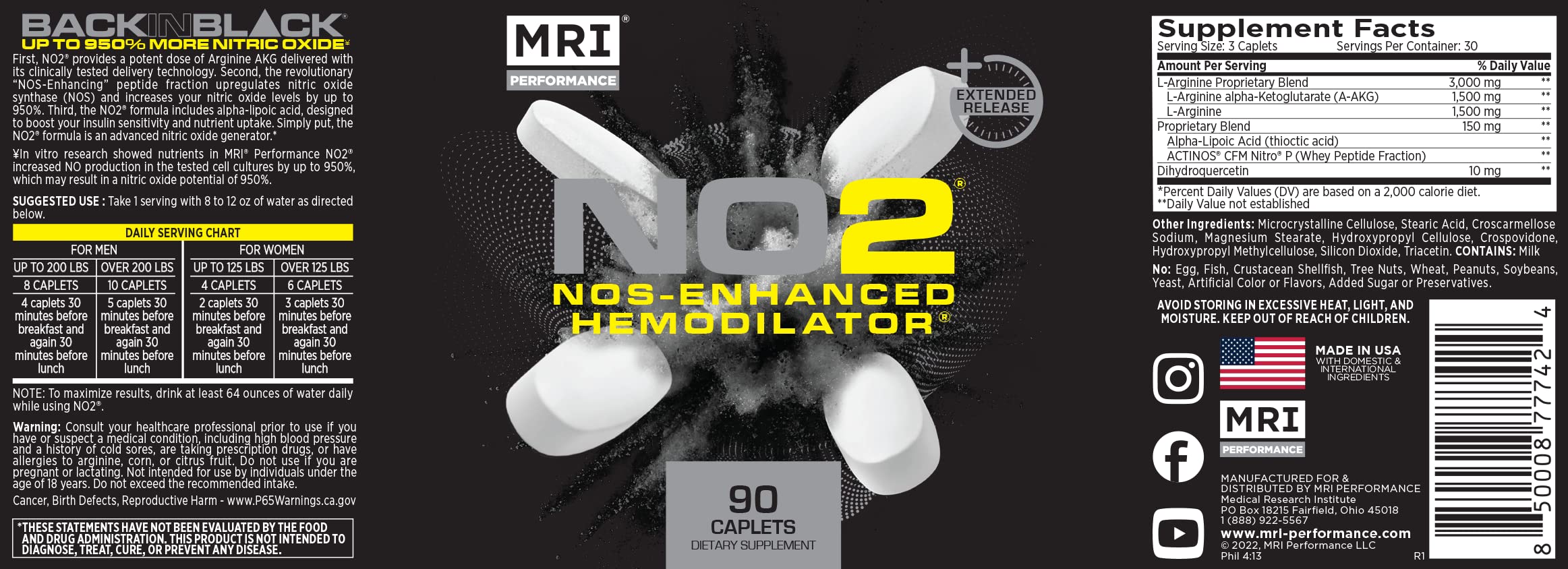 MRI Performance NO2 Nitric Oxide Original Formula All Day Perpetual Pump, Stim-Free MRI buy supplements canada