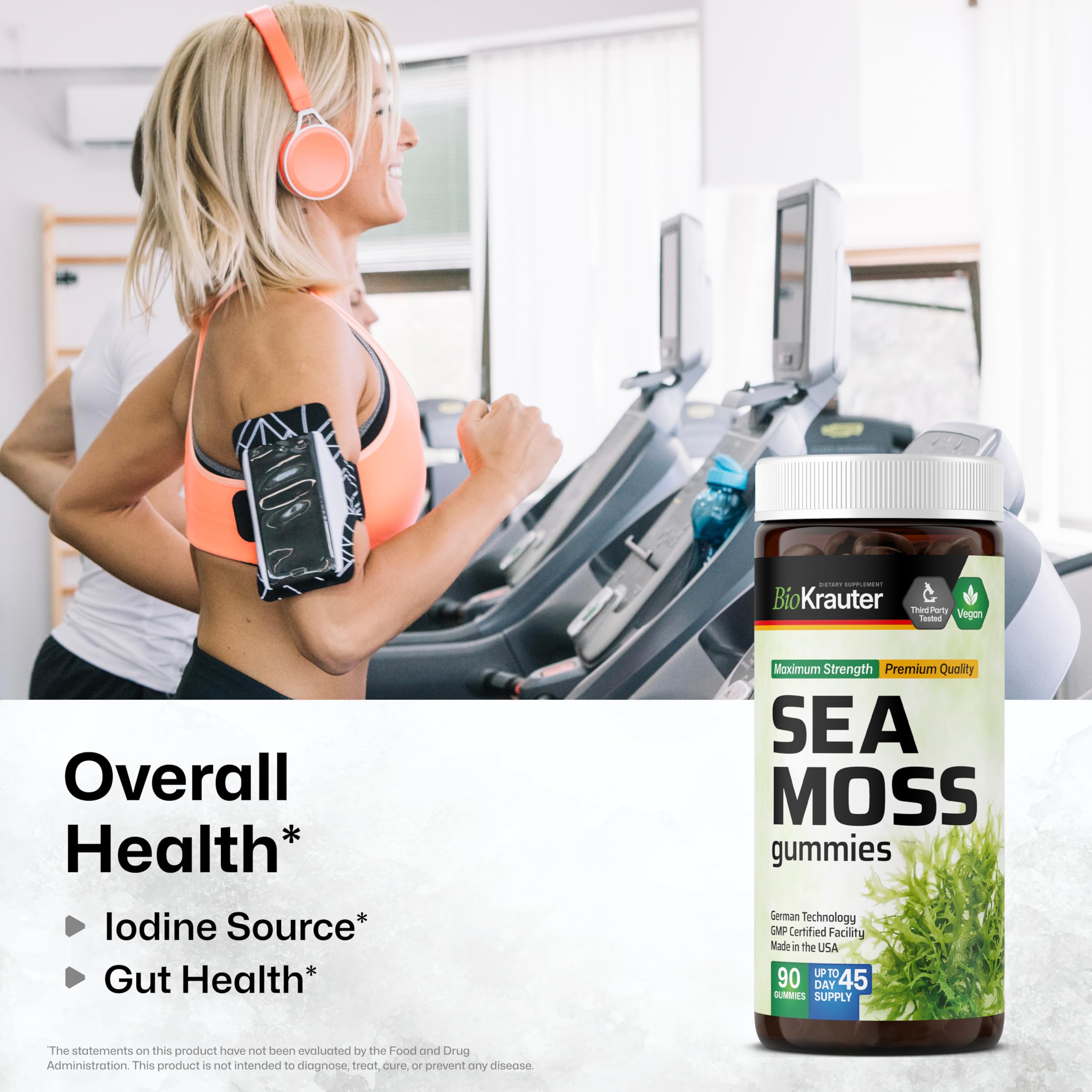 BIO KRAUTER® 3-in-1 Sea Moss for Thyroid Support - Vegan Sea Moss Gummies with Bladderwrack & Burdock Root for Women & Men - 90 Gummies Chondrus Crispus Formula, 45 Days of Supply, Mango Flavor BIO KRAUTER buy supplements canada