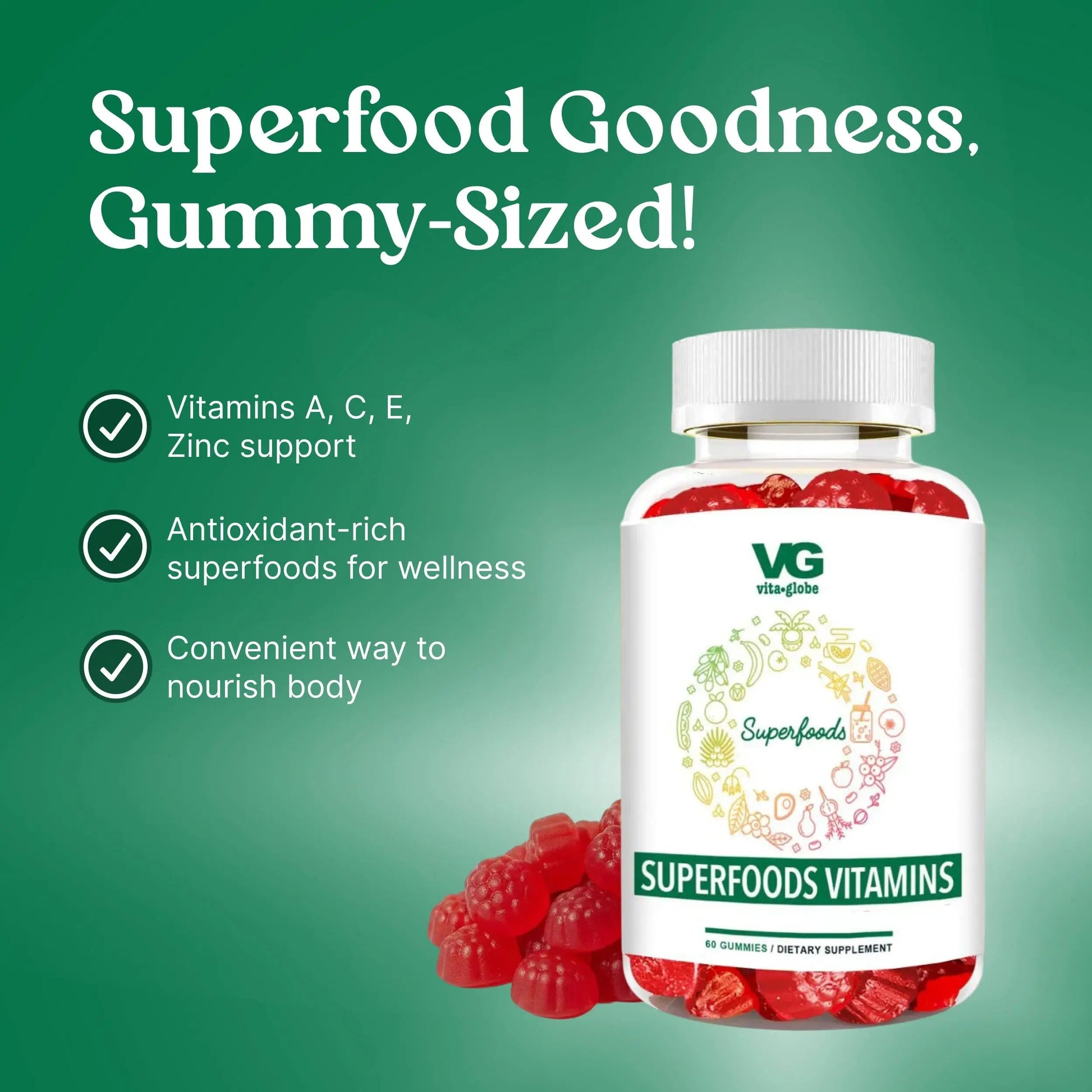 VITA GLOBE Superfood Gummy Vitamins – Immune Health & Antioxidant Support – Daily Wellness Gummies for Adults & Kids – Vegan VITA GLOBE buy supplements canada