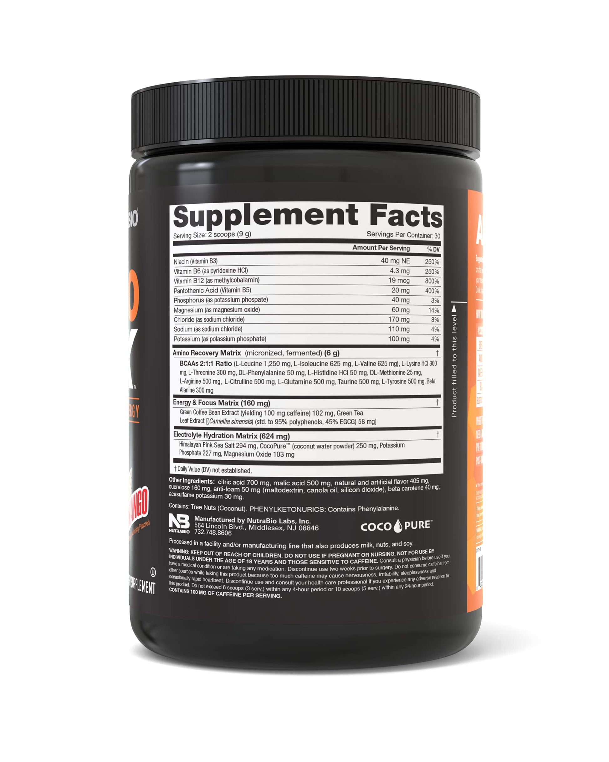 NutraBio Amino Kick - BCAA's, Electrolytes for Hydration, Natural Caffeine- 30 Servings NutraBio buy supplements canada