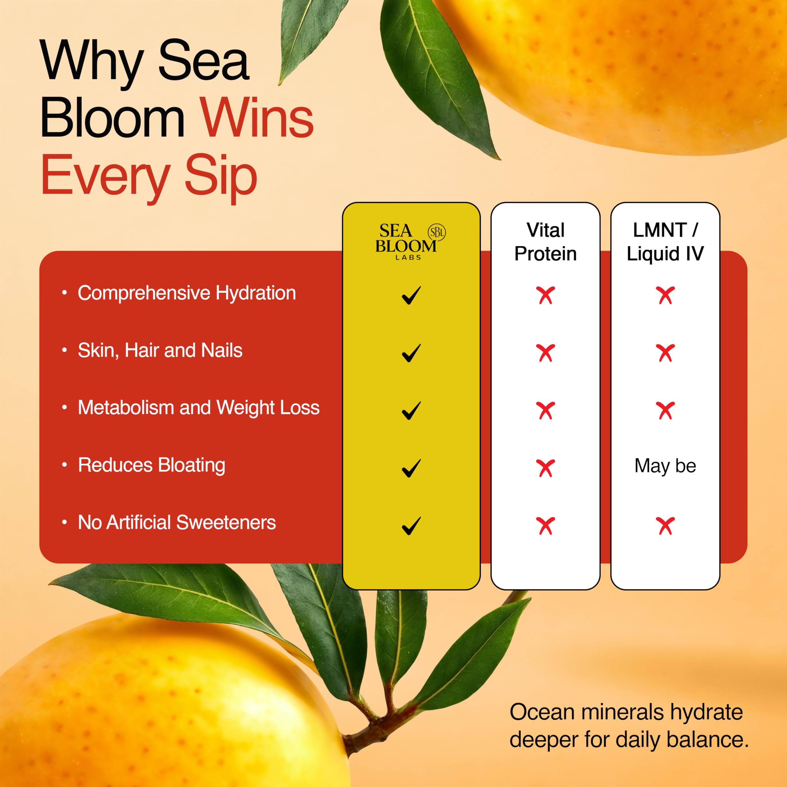 Sea Bloom Labs Marine Collagen Powder Stick Packs with Sea Moss Powder and Electrolytes, Hydration and Beauty Blend - Mango (8-Pack) Sea Bloom Labs buy supplements canada