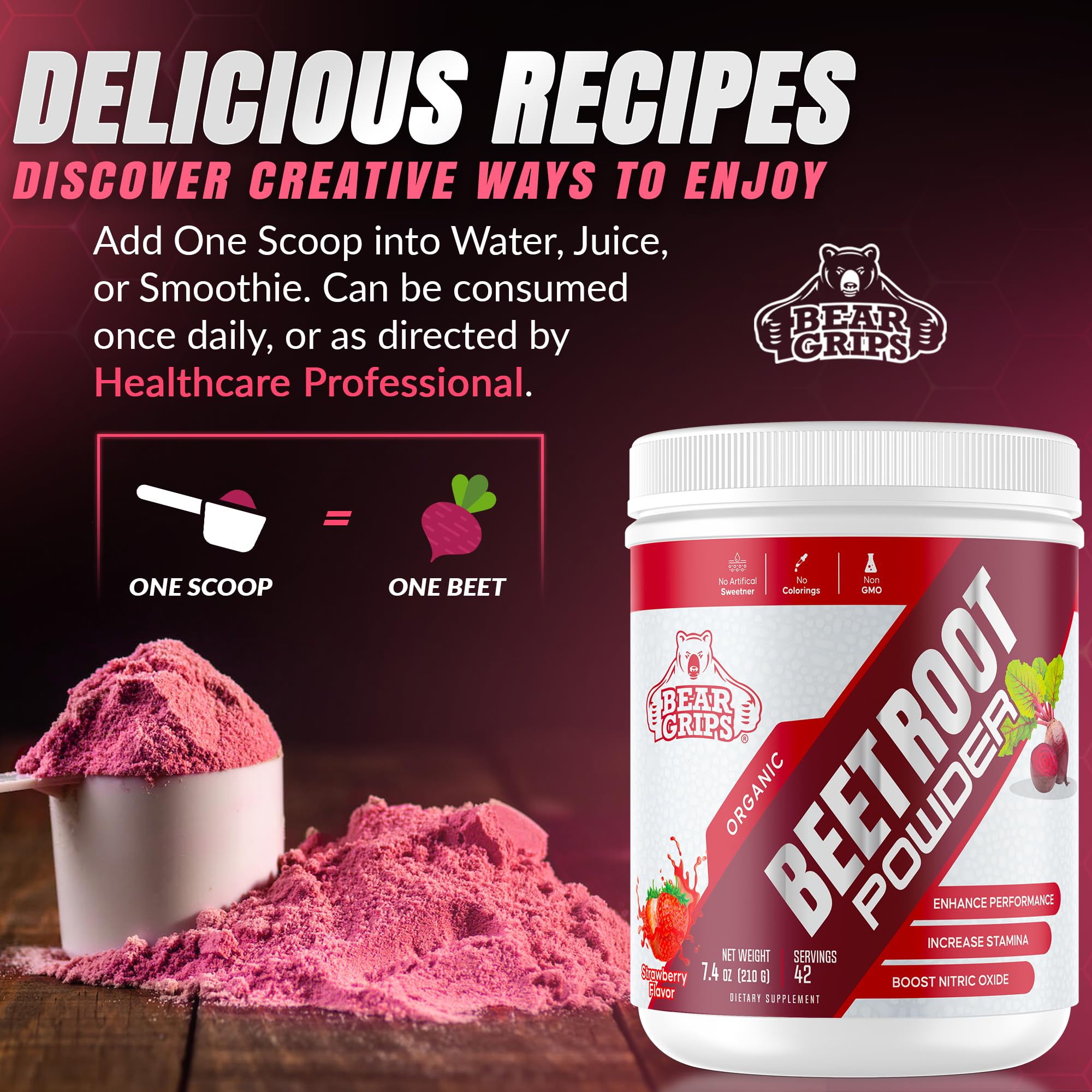 Organic Beet Root Powder - Nitric Oxide Supplement Super Food Beets Supplements Bear Grips buy supplements canada