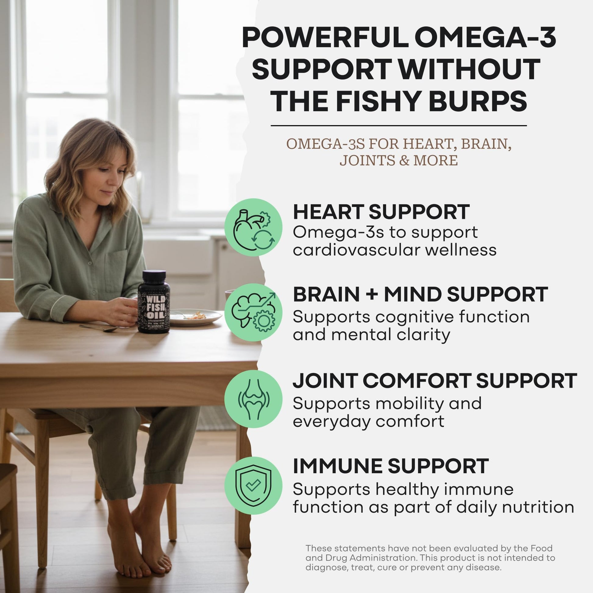 Wild Foods Omega 3 Fish Oil Supplement, 120 Capsules (1 pk) | Wild Caught, Burpless, Odorless, Non-GMO, Gluten Free | DPA, DHA, EPA Triple Strength Heart & Joint Nutrition for Women & Men Wild Foods buy supplements canada