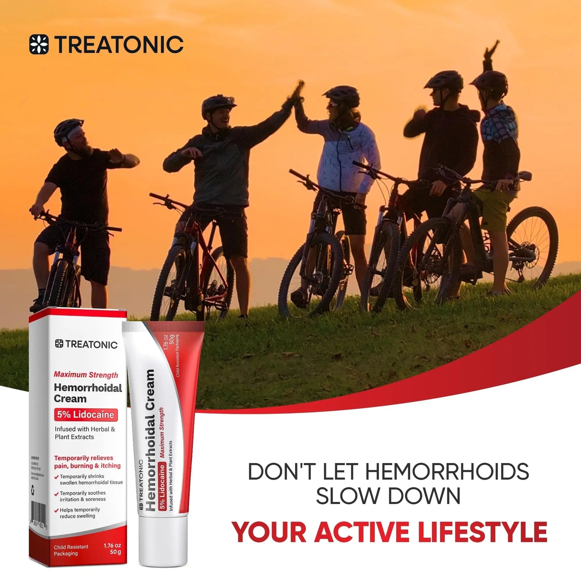Treatonic Hemorrhoid Treatment Cream: 5% Lidocaine Hemorrhoid Cream for Numbing Relief of Pain, Burning, Itching, Discomfort, & Swelling - Fissure & Hemorrhoids - 1.76 oz Treatonic buy supplements canada