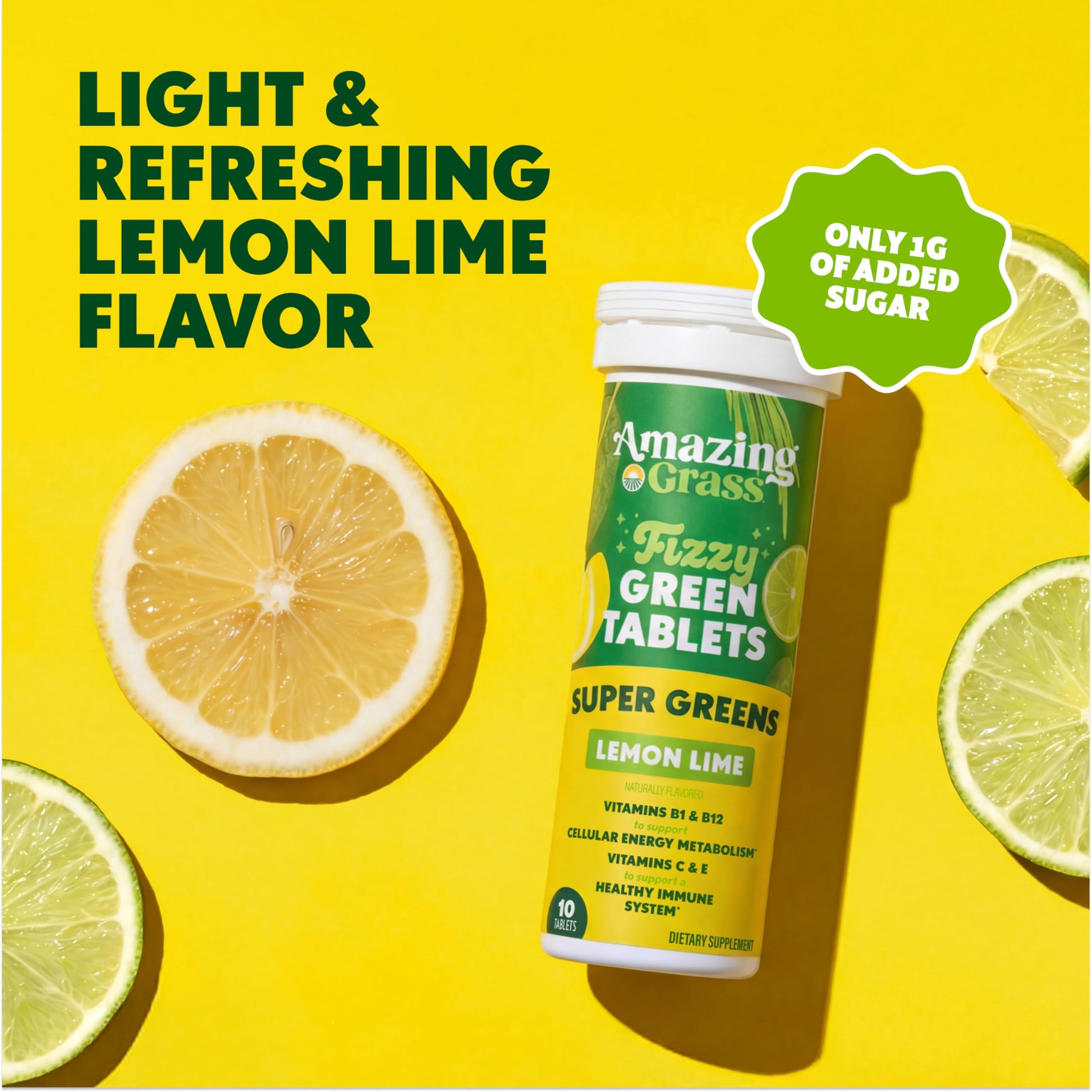 Amazing Grass Effervescent Tablets: Green Superfood Water Flavoring Tablet with Antioxidants & Alkalizing Greens, Lemon Lime, 60 Count Amazing Grass buy supplements canada