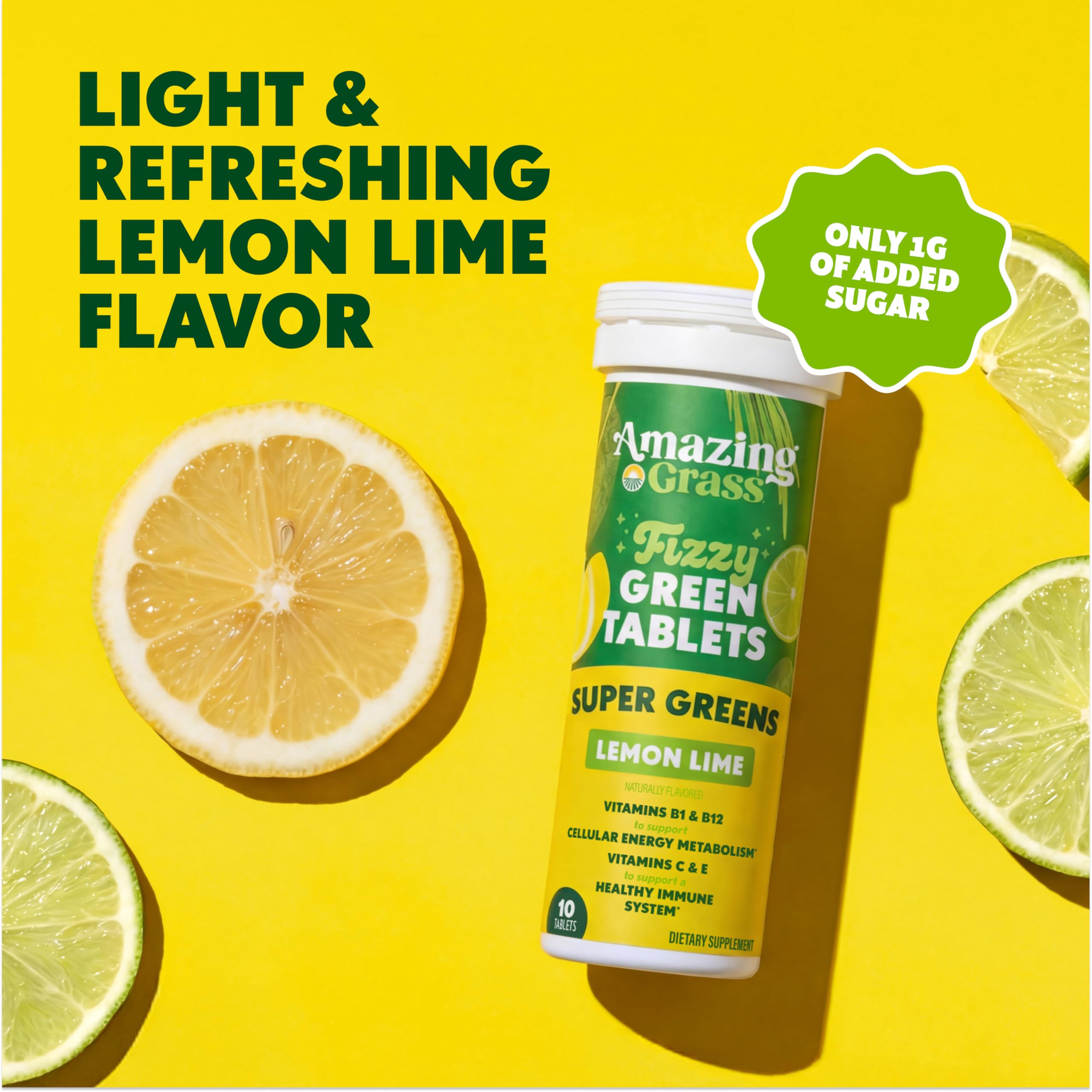 Amazing Grass Effervescent Tablets: Green Superfood Water Flavoring Tablet with Antioxidants & Alkalizing Greens, Lemon Lime, 60 Count Amazing Grass buy supplements canada