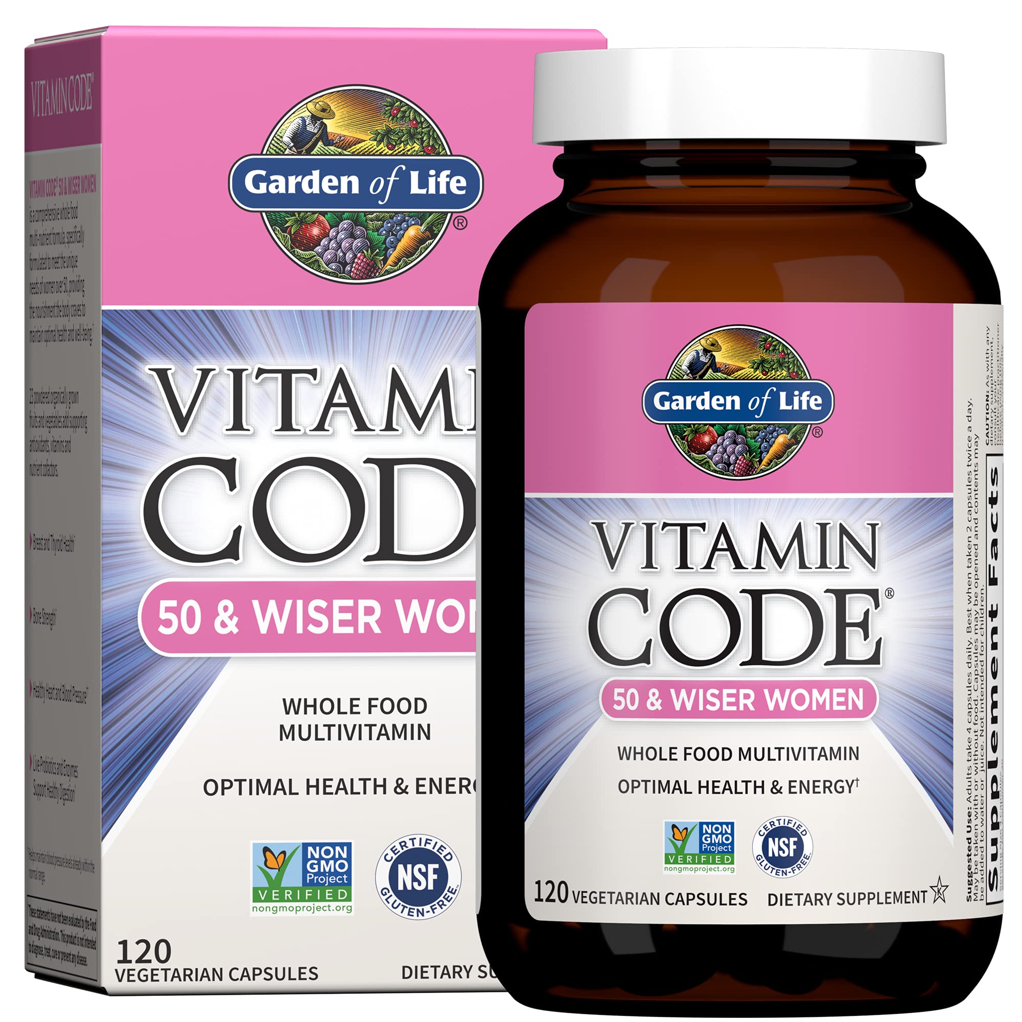 Garden of Life Vitamin Code Multivitamin for Women 50 & Over, B Vitamins, A, C, D3, E & K, CoQ10, Probiotics & Enzymes, for Women 50 Plus, 120 Capsules Garden of Life buy supplements canada