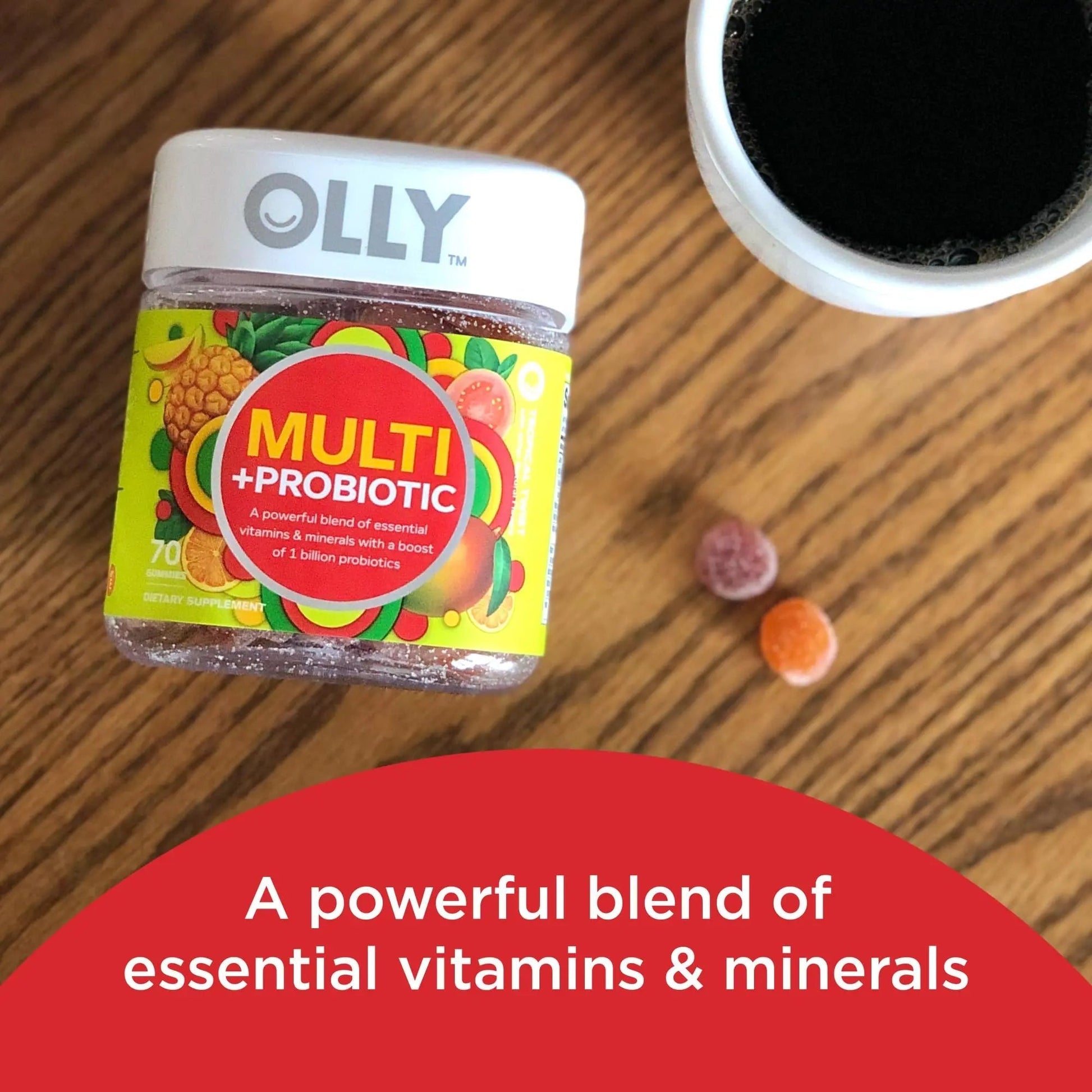 OLLY Multi + Probiotic Adult Multivitamin Gummy, 1 Billion CFUs, Digestive and Immune Support & Metabolism Gummy Rings, Apple Cider Vinegar, Vitamin B12, Chromium, Energy and Digestive Health OLLY buy supplements canada