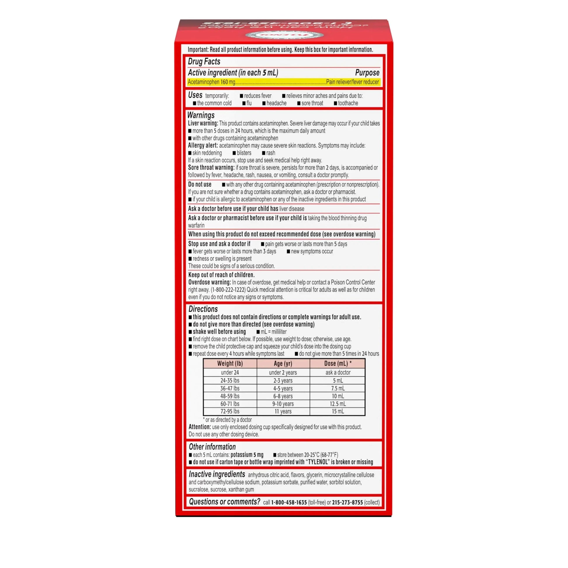 Children's Tylenol Liquid Pain Relief & Fever Medicine, Oral Suspension, Dye-Free, Acetaminophen, No Aspirin, No Ibuprofen, No High Fructose Corn Syrup; Cherry Flavor, 8 fl. oz.; Pack of 1 Tylenol buy supplements canada