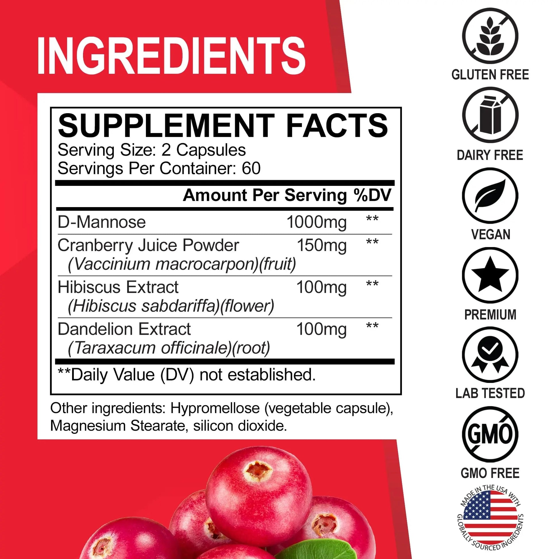 D Mannose Supplements for Women Pills - Natural D-Mannose 500mg Capsules, Cranberry DMannose Pills 1000mg Per Serving - Bladder Flush & Urinary Tract Cleanse Health Supplement - 120 Veg Capsules DR. BO buy supplements canada