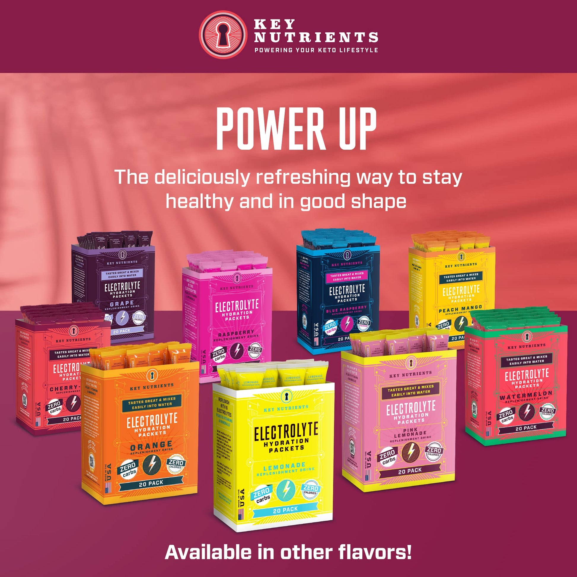 KEY NUTRIENTS Multivitamin Electrolytes Powder Packets - Sweet Cherry-Pom 20 Pack KEY NUTRIENTS buy supplements canada