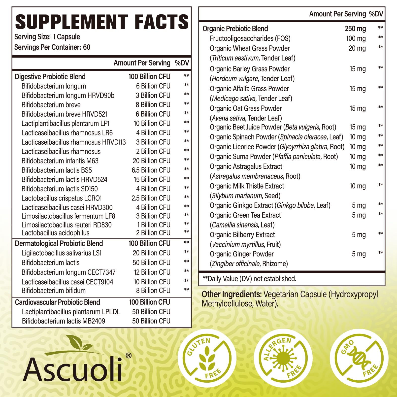 Probiotics for Women & Men - 300 Billion CFU, 24 Strains + 15 Organic Herbs Prebiotics Blend, Daily Probiotic for Digestive Health, Immune, Gut, Bloating Ascuoli buy supplements canada