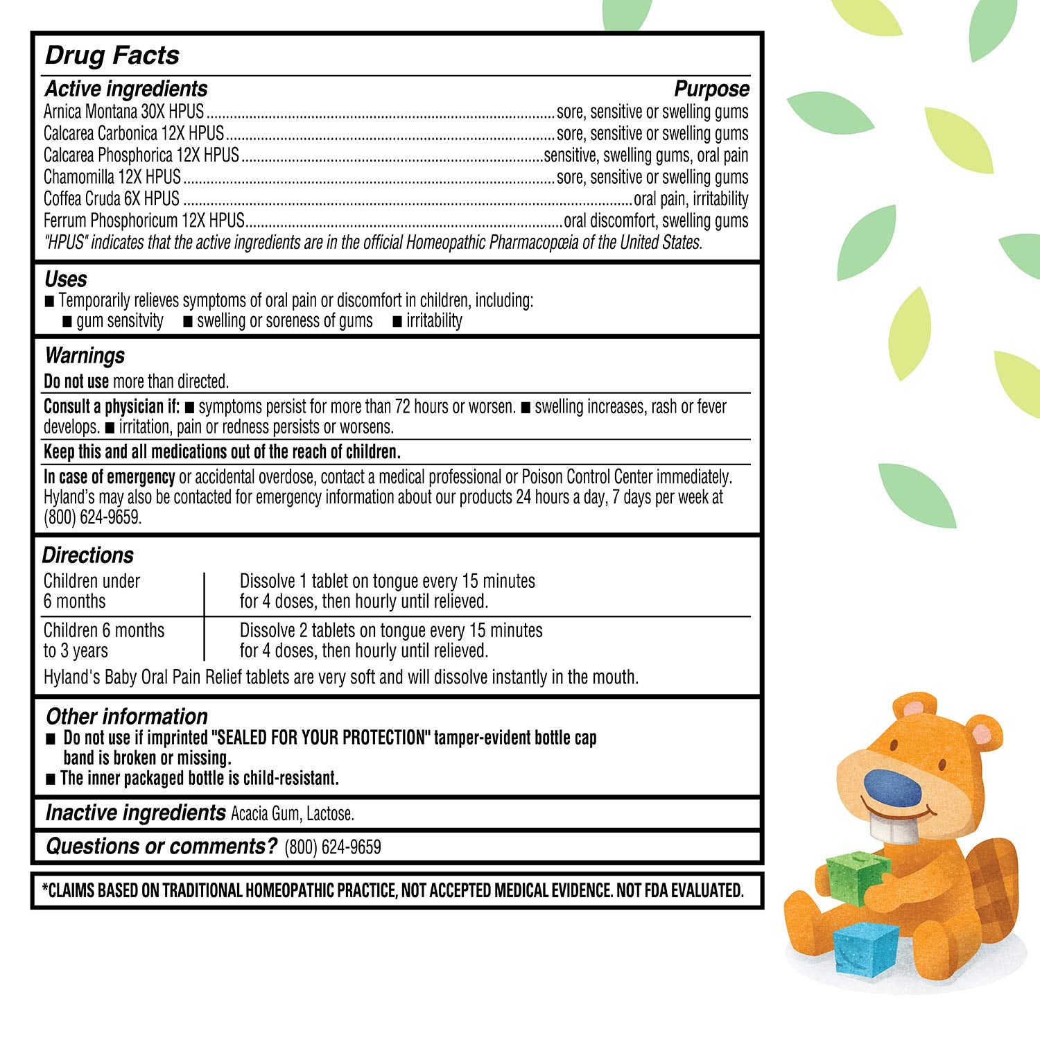 Hyland's Baby Oral Pain Relief Tablets, 125 Count Each (4) Hyland's buy supplements canada
