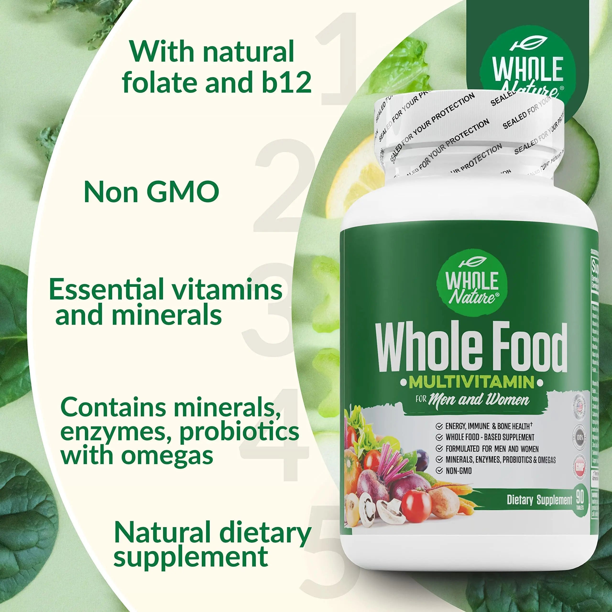 Whole Nature Whole Food Multivitamin for Men and Women Complete Daily Superfood Vitamins Plus Minerals Digestive Enzymes Whole Nature buy supplements canada