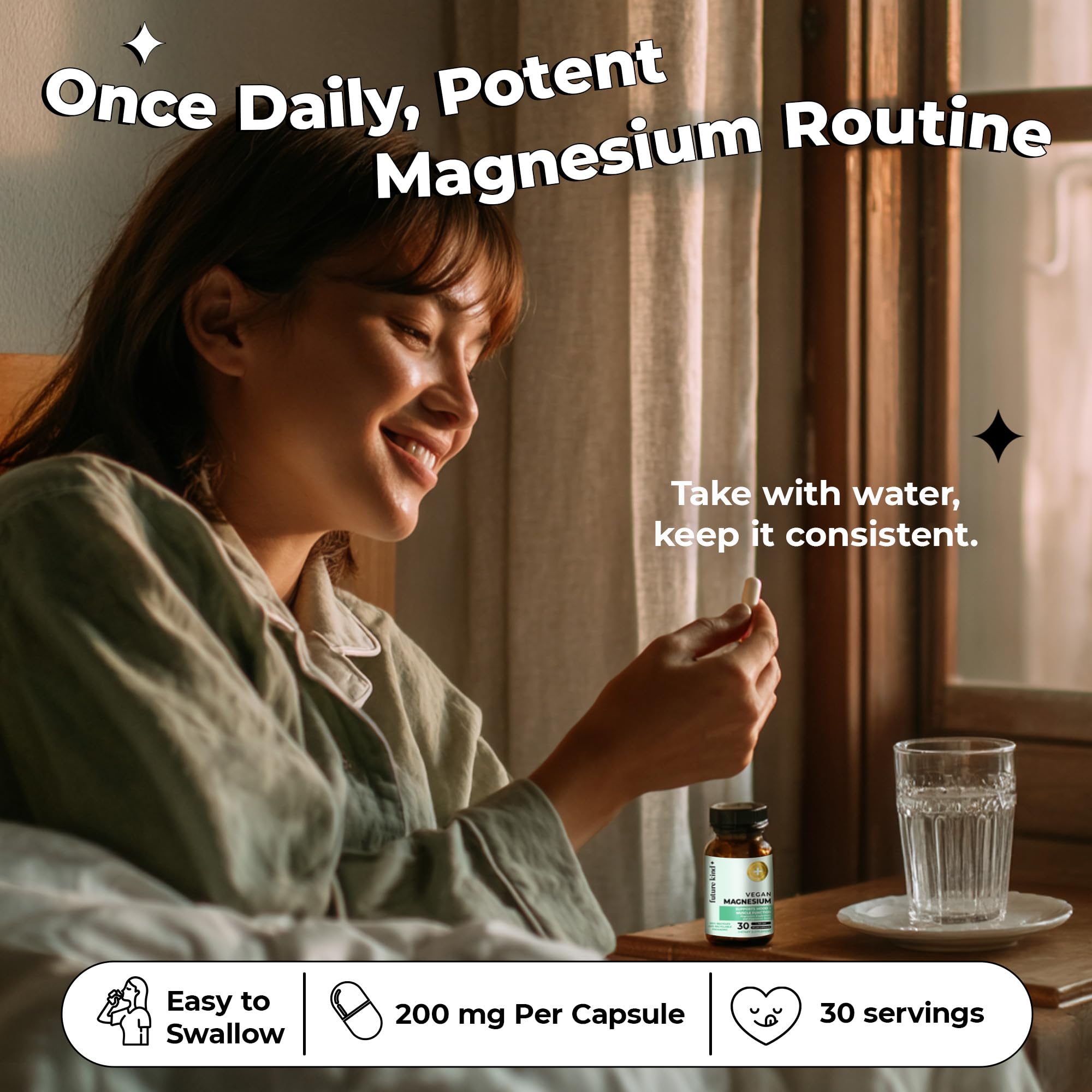 Future Kind Magnesium Glycinate, Supports Muscle and Nerve Function, High Absorption Chelated Magnesium Supplement, Nightly Calm, Energy & Metabolism, Highly Bioavailable & Potent - 30 Vegan Capsules Future Kind buy supplements canada