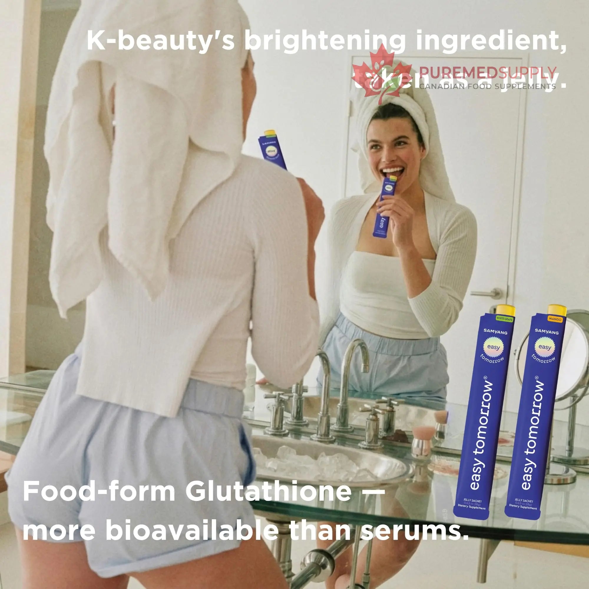 EASY TOMORROW - Natural Energy & Morning Vitality Jelly Stick - Daily Korean Skin Health Supplement & After Drinking Support with DHM & Glutathione - K-Beauty Inspired (White Grape Flavor, 20 Sticks) EASY TOMORROW buy supplements canada