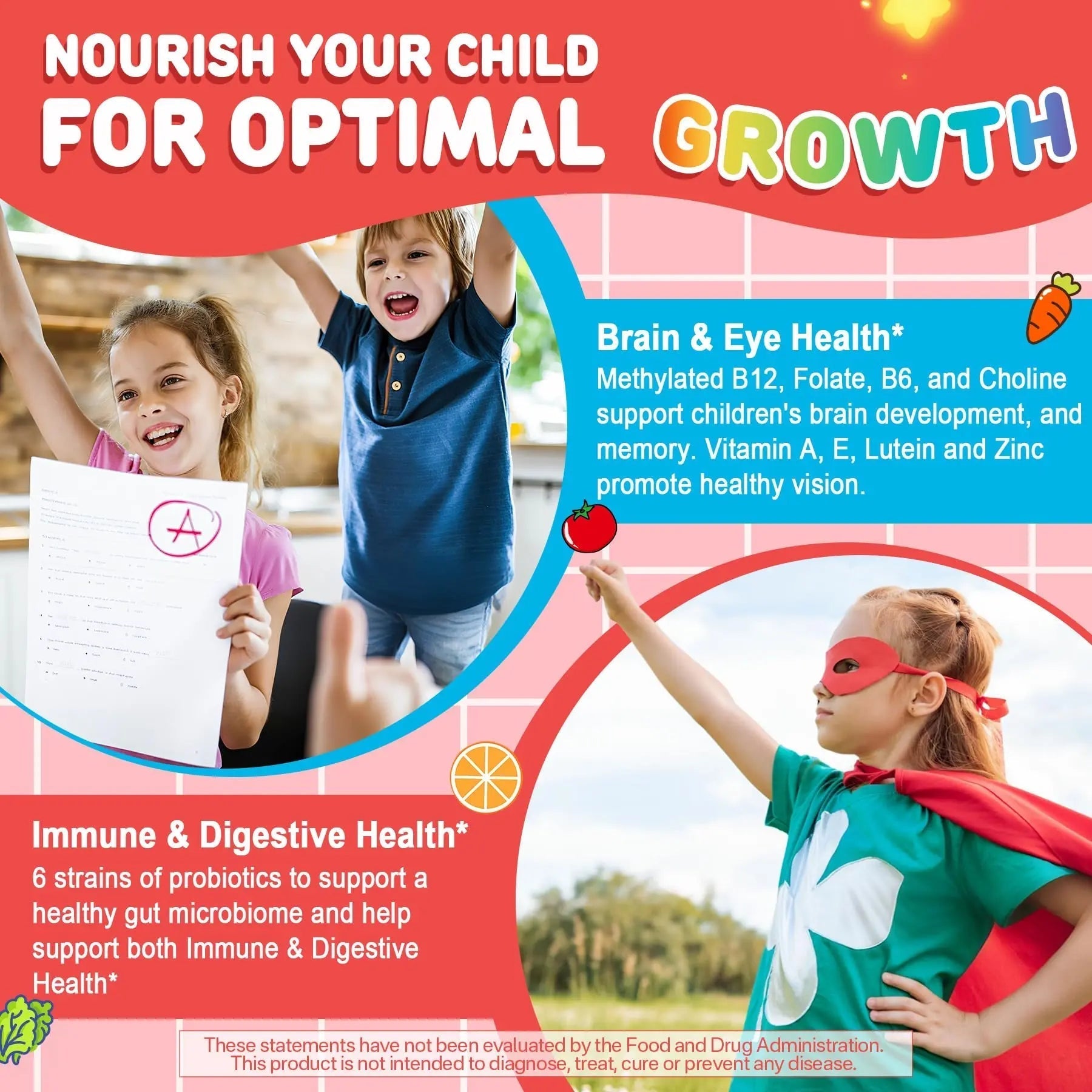 Kids Multivitamin Gummies + Calcium, Probiotics, Vitamin D3, C, Methylated B12 & Methylfolate, B6, A, K2, E, Zinc NEVISS buy supplements canada
