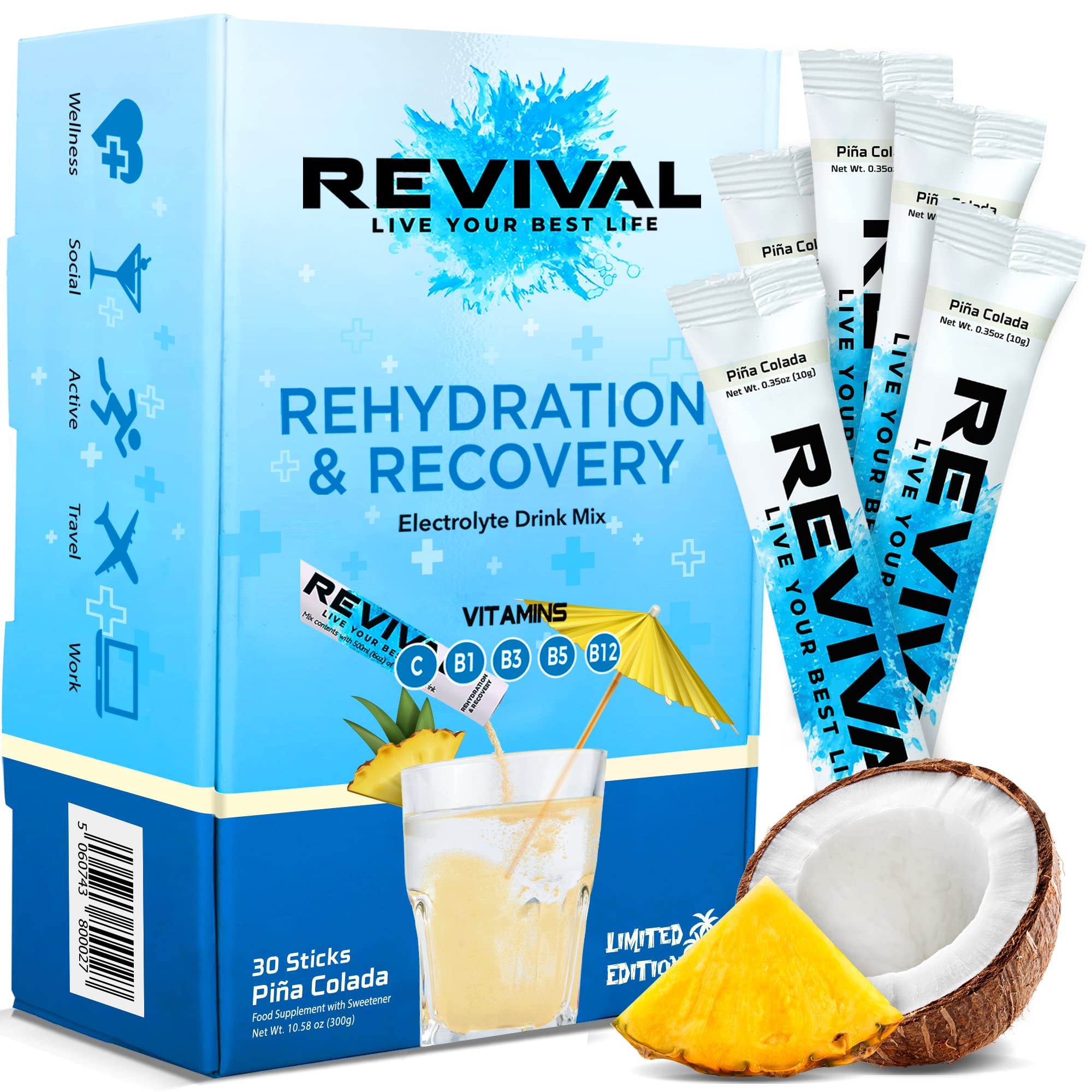 Revival Rapid Rehydration, Electrolytes Powder - High Strength Vitamin C, B1, B3, B5, B12 Revival Shots buy supplements canada