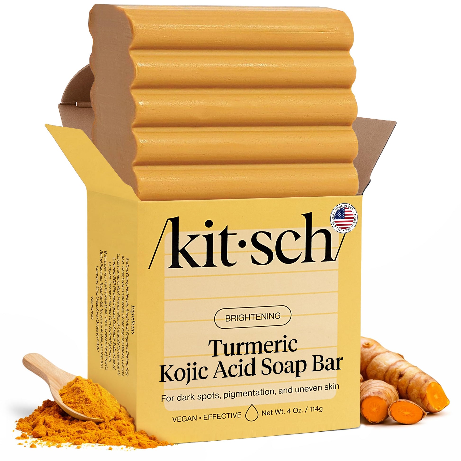 Kitsch Kojic Acid Soap – Turmeric Soap Bar with Hyaluronic Acid & Shea Butter – Brightening & Hydrating Body Wash & Face Wash for Dark Spots Kitsch buy supplements canada