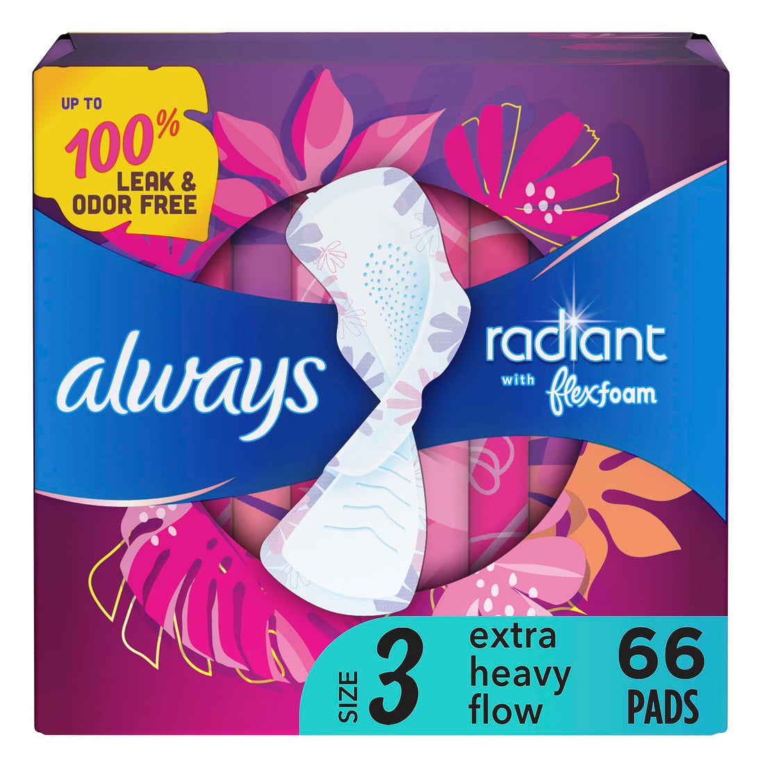 Always Radiant Feminine Pads For Women, Size 3 Extra Heavy Absorbency, With Flexfoam Always buy supplements canada