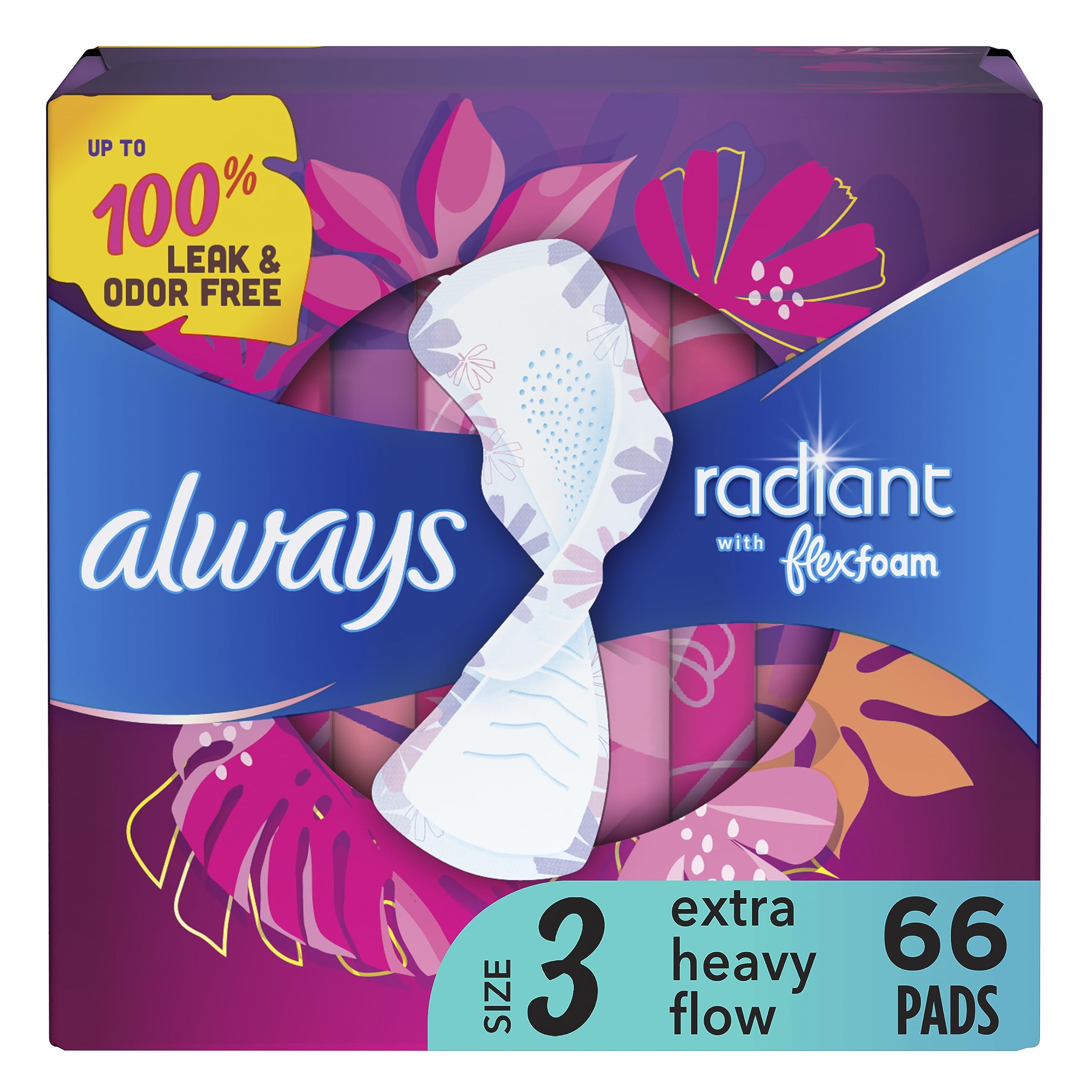 Always Radiant Feminine Pads For Women, Size 3 Extra Heavy Absorbency, With Flexfoam Always buy supplements canada