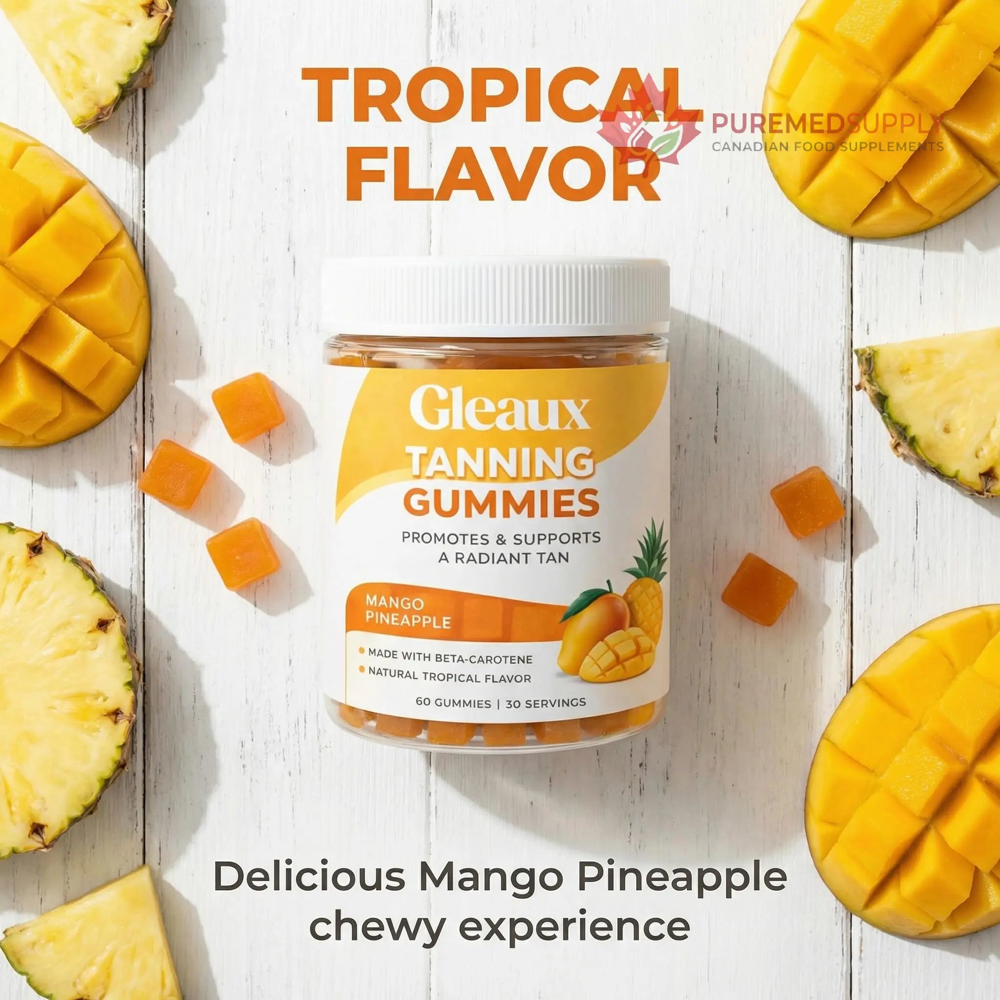DXWXH Gleaux Tanning Gummies, Tanning Gummies for Women, Sunless Radiance Support with Beta Carotene, Astaxanthin & Lycopene, for Skin Health & Complexion Support, Mango Pineapple Flavor, 60 Gummies DXWXH buy supplements canada